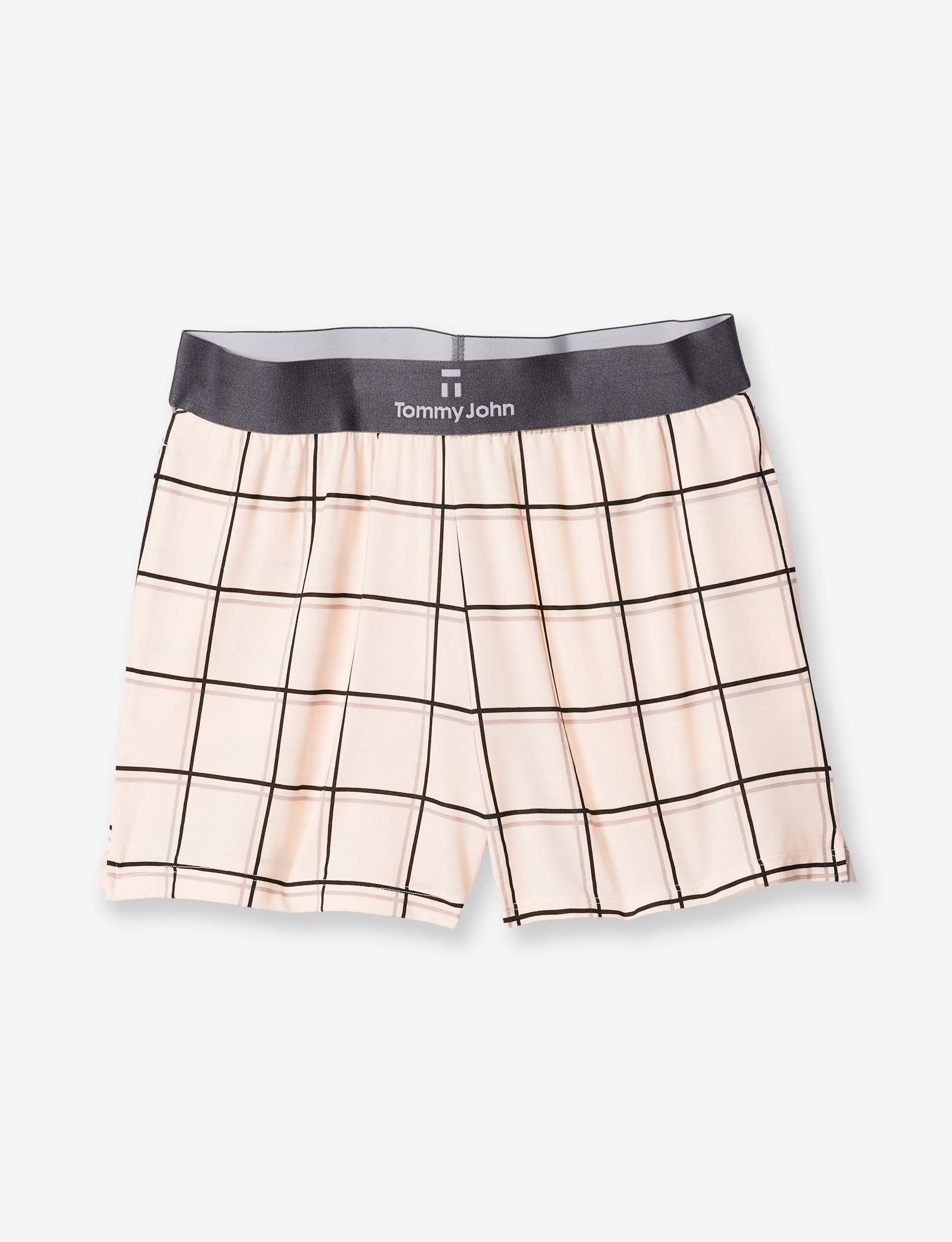 Women's Second Skin Sleep Short::Soft Pink Windowpane
