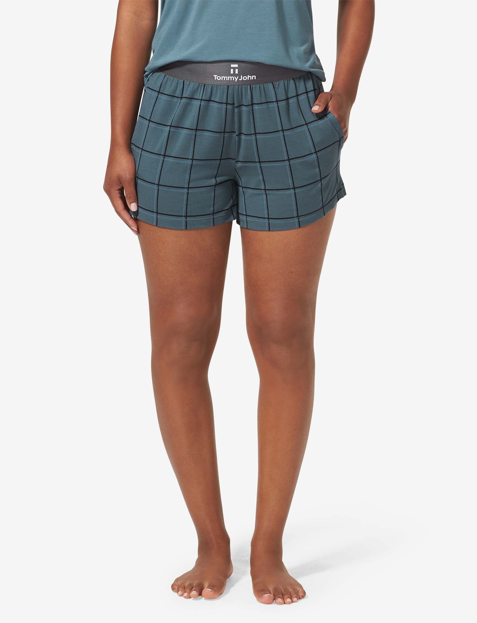 Women's Second Skin Sleep Short::Orion Blue Windowpane