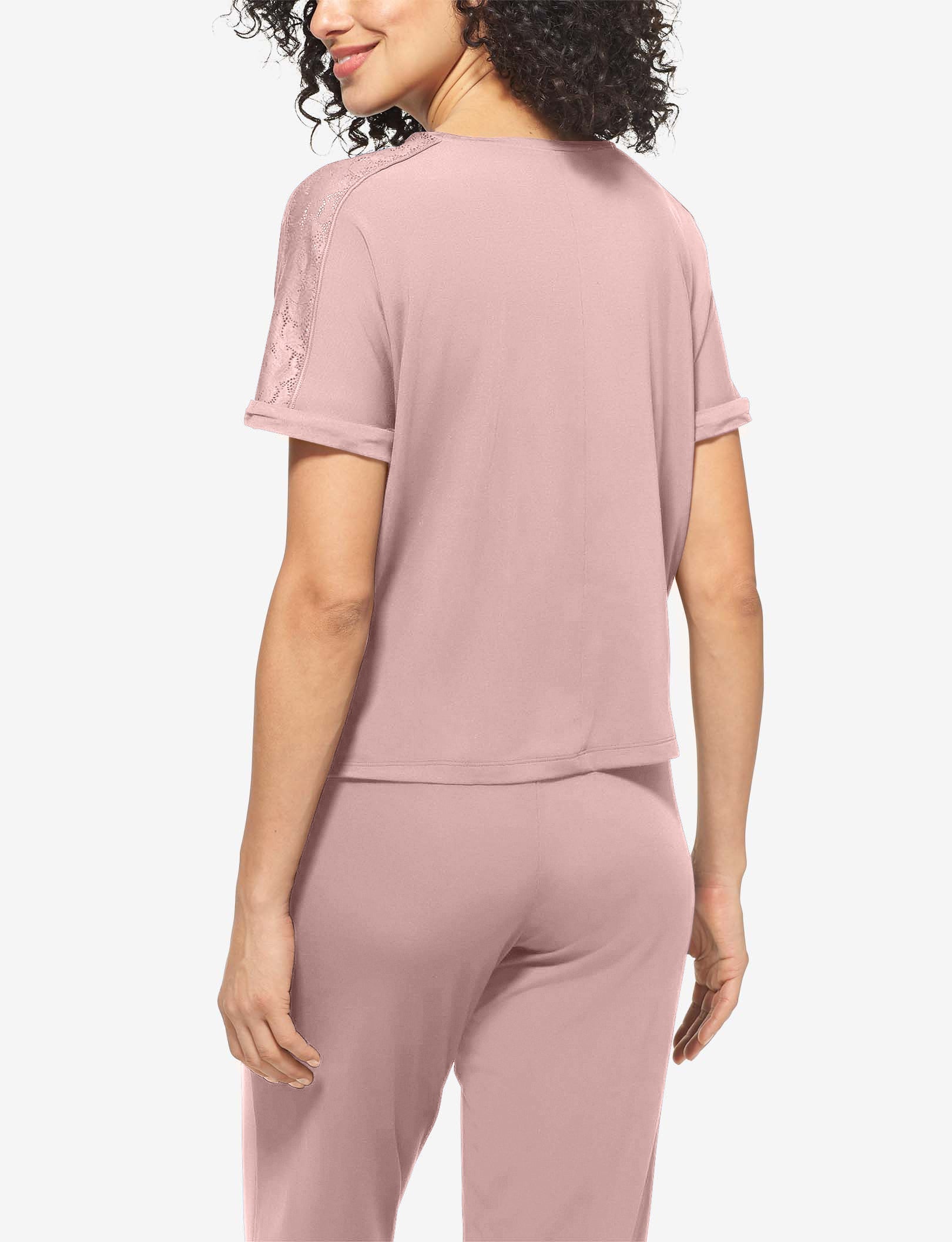 Women's Second Skin Sleep Lace Tee::Peachskin