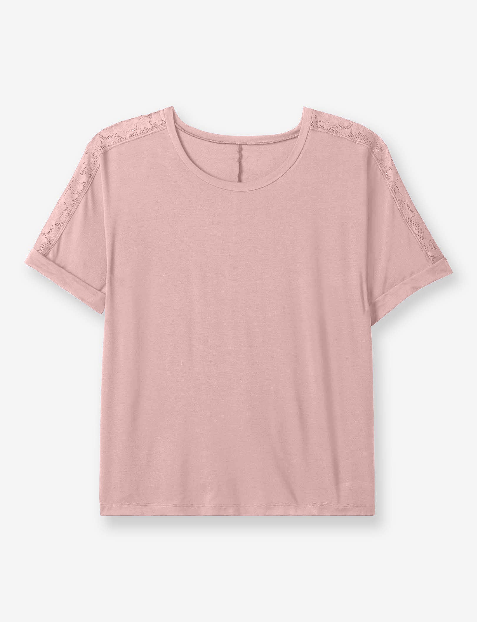 Women's Second Skin Sleep Lace Tee::Peachskin