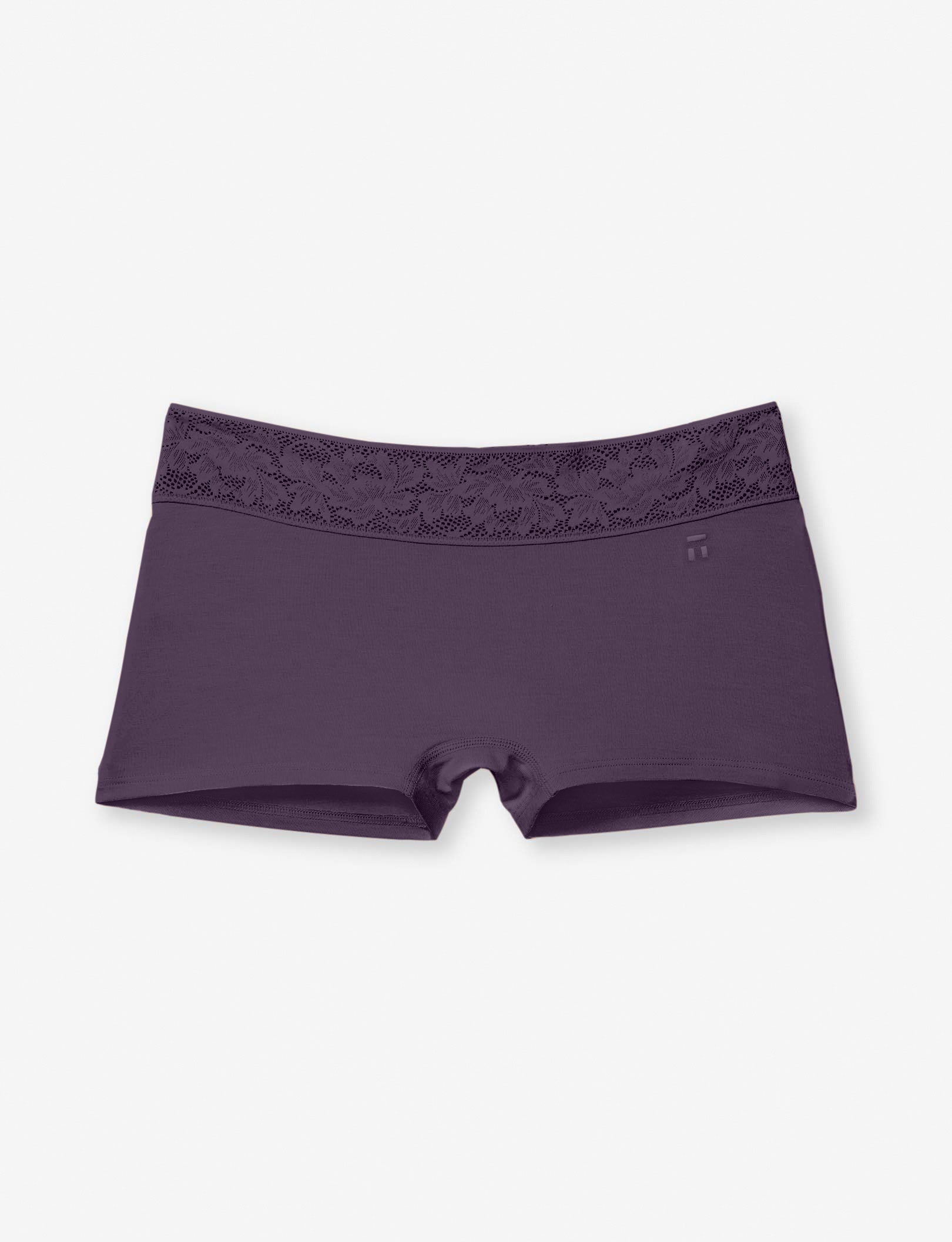 Women's Second Skin Boyshort, Lace Waist::Nightshade Lace