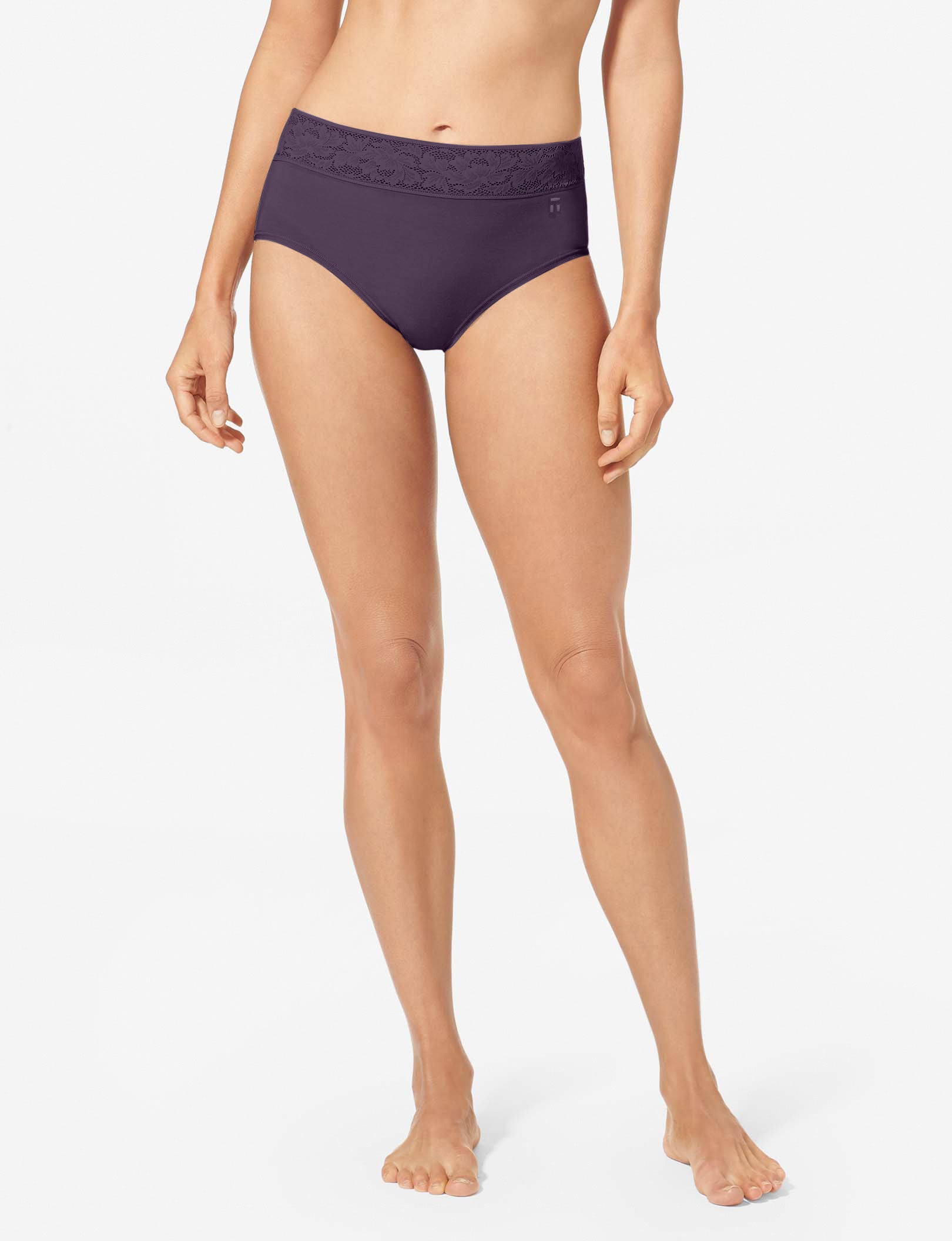 Women's Second Skin High Rise Brief, Lace Waist::Nightshade Lace