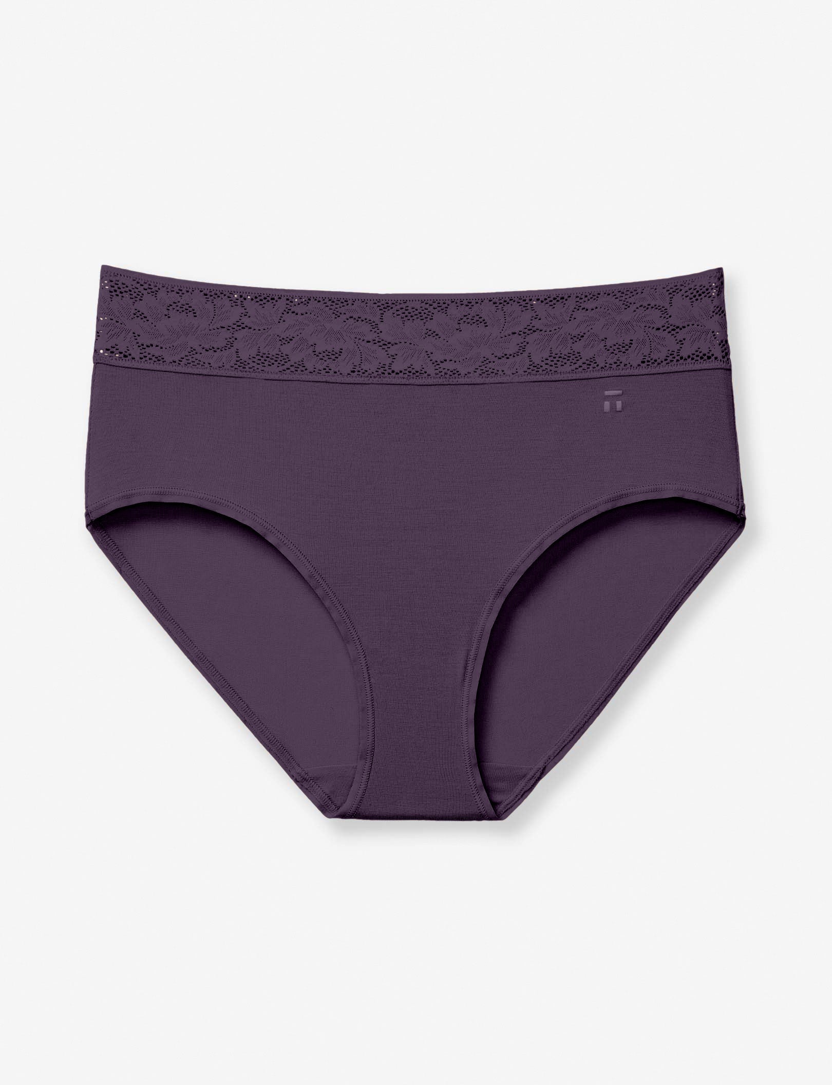 Women's Second Skin High Rise Brief, Lace Waist::Nightshade Lace