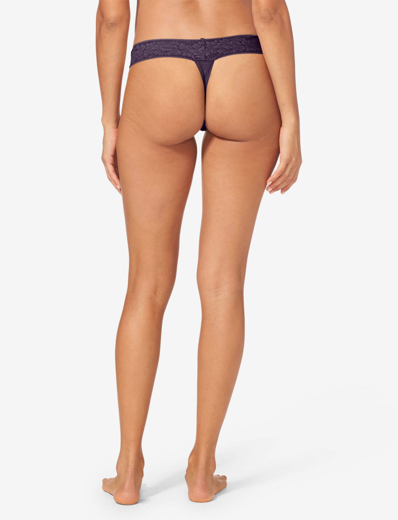 Women's Second Skin Thong, Lace Waist::Nightshade Lace