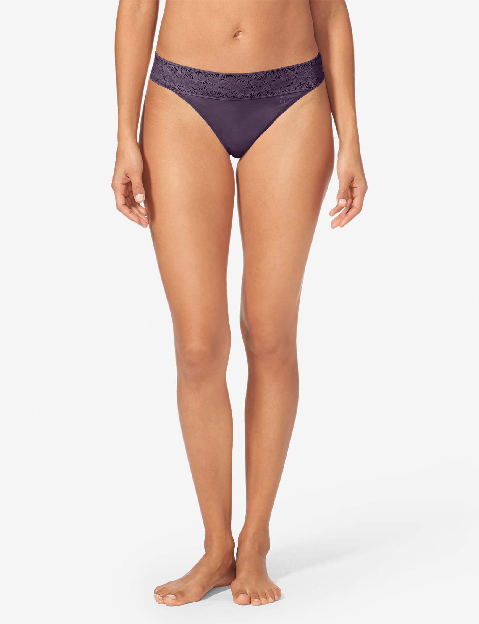 Women's Second Skin Thong, Lace Waist::Nightshade Lace