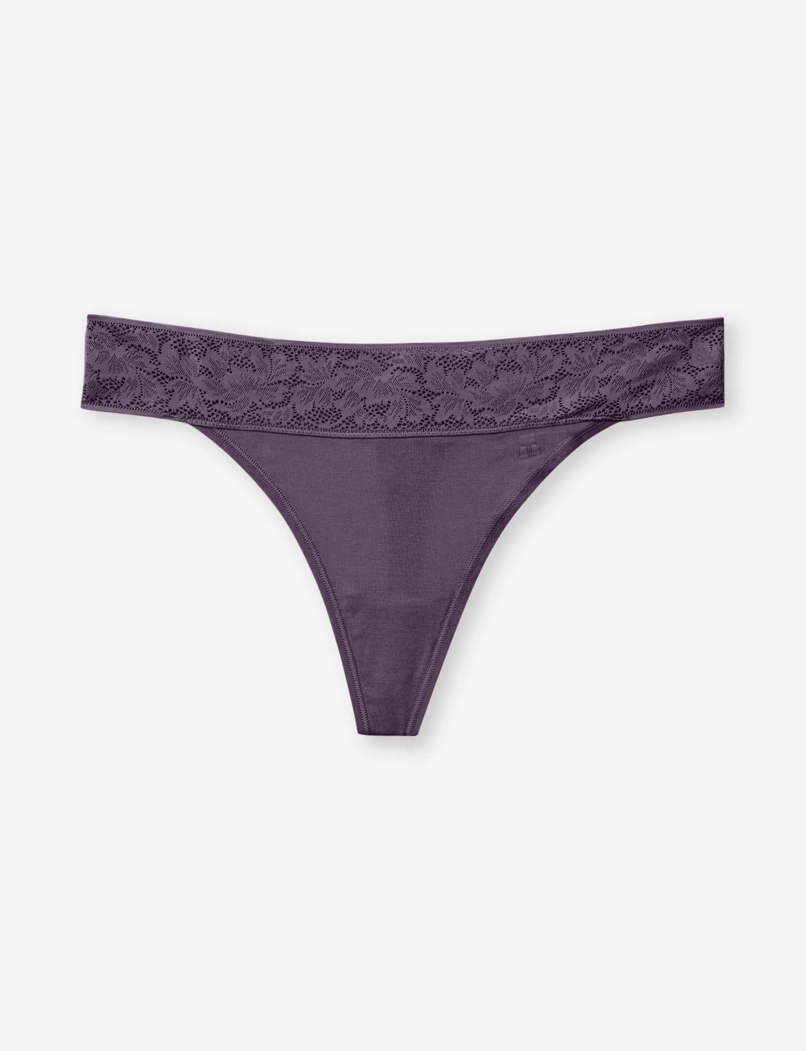 Women's Second Skin Thong, Lace Waist::Nightshade Lace
