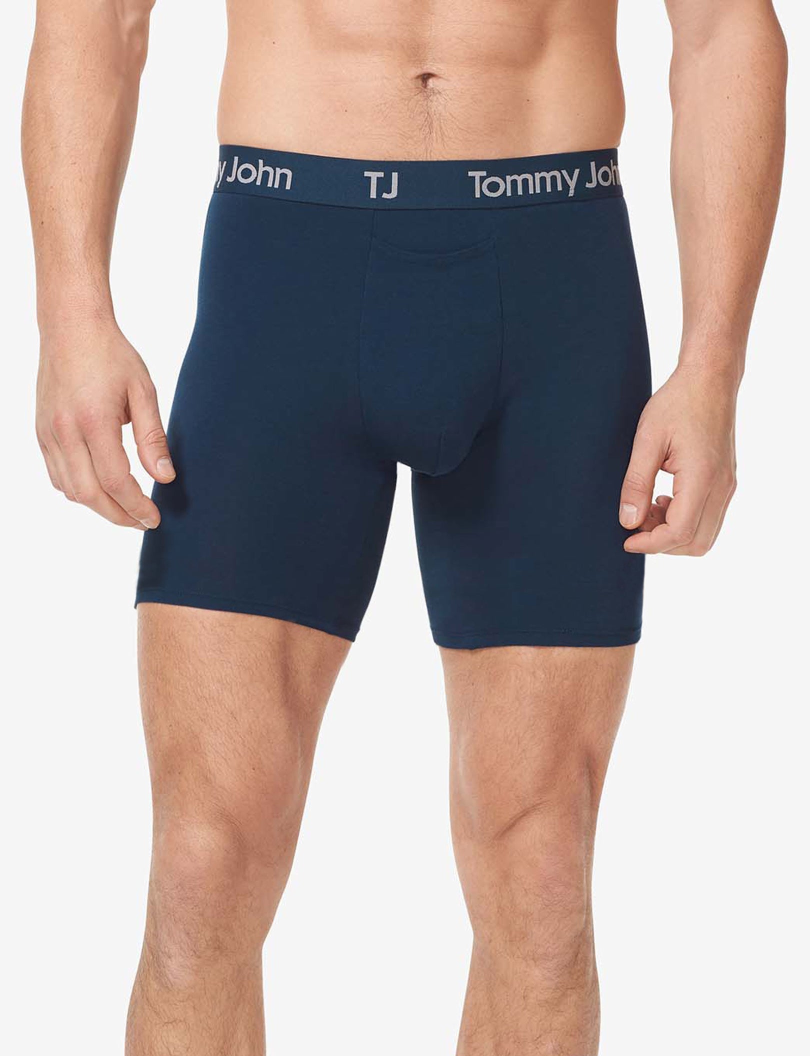 TJ Cotton Stretch Mid-Length Boxer Brief 6” (2-Pack)::Dress Blues/Black