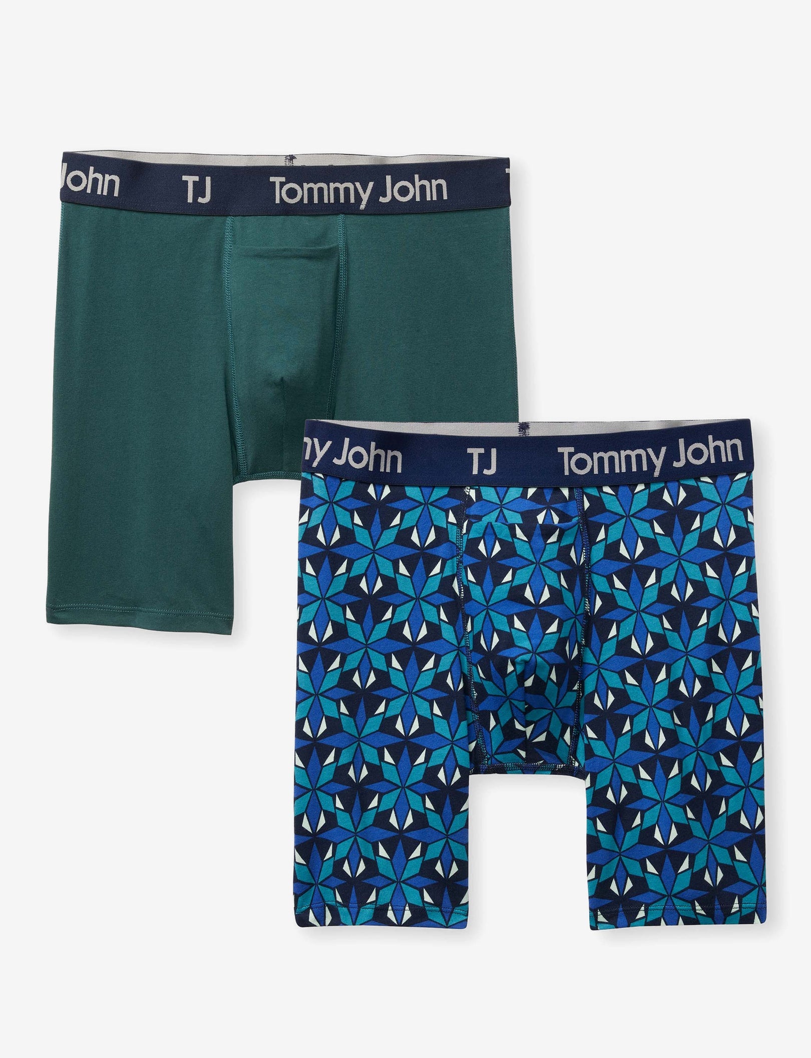 TJ Cotton Stretch Mid-Length Boxer Brief 6” (2-Pack)::Dress Blues/June Bug