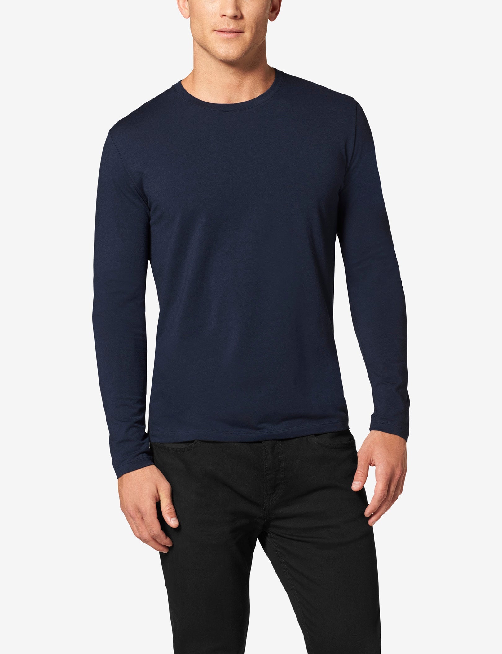 Second Skin Long Sleeve Crew Neck Tee::DRESS BLUES