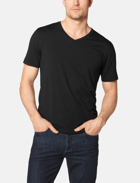 Second Skin V-Neck Tee::BLACK