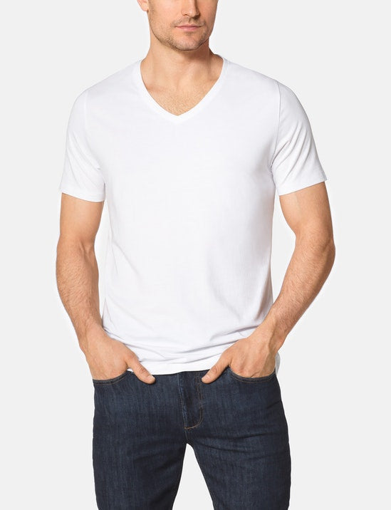 Second Skin V-Neck Tee::White