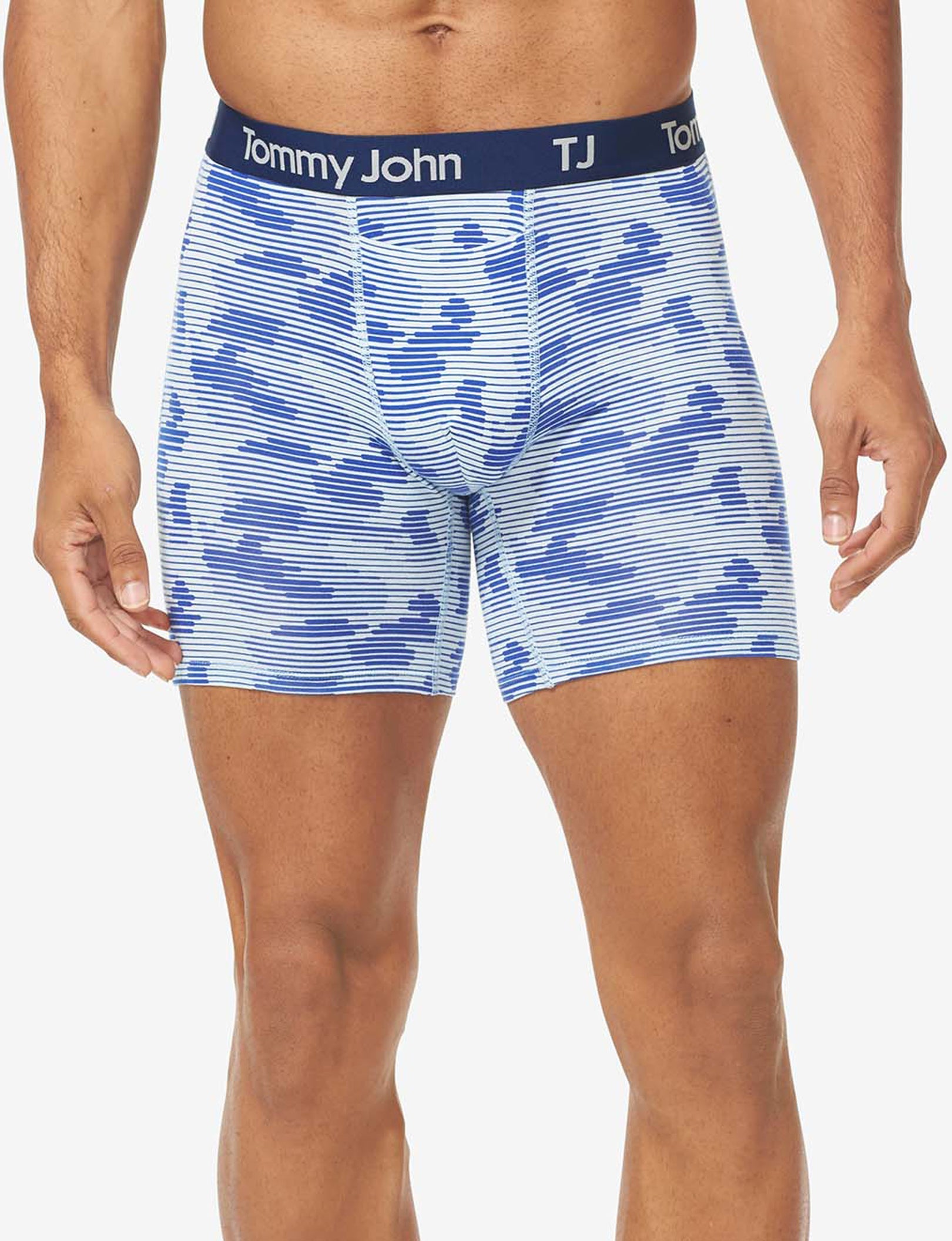 TJ Cotton Stretch Mid-Length Boxer Brief 6” (2-Pack)::Linear Camo/Mazarine Blue