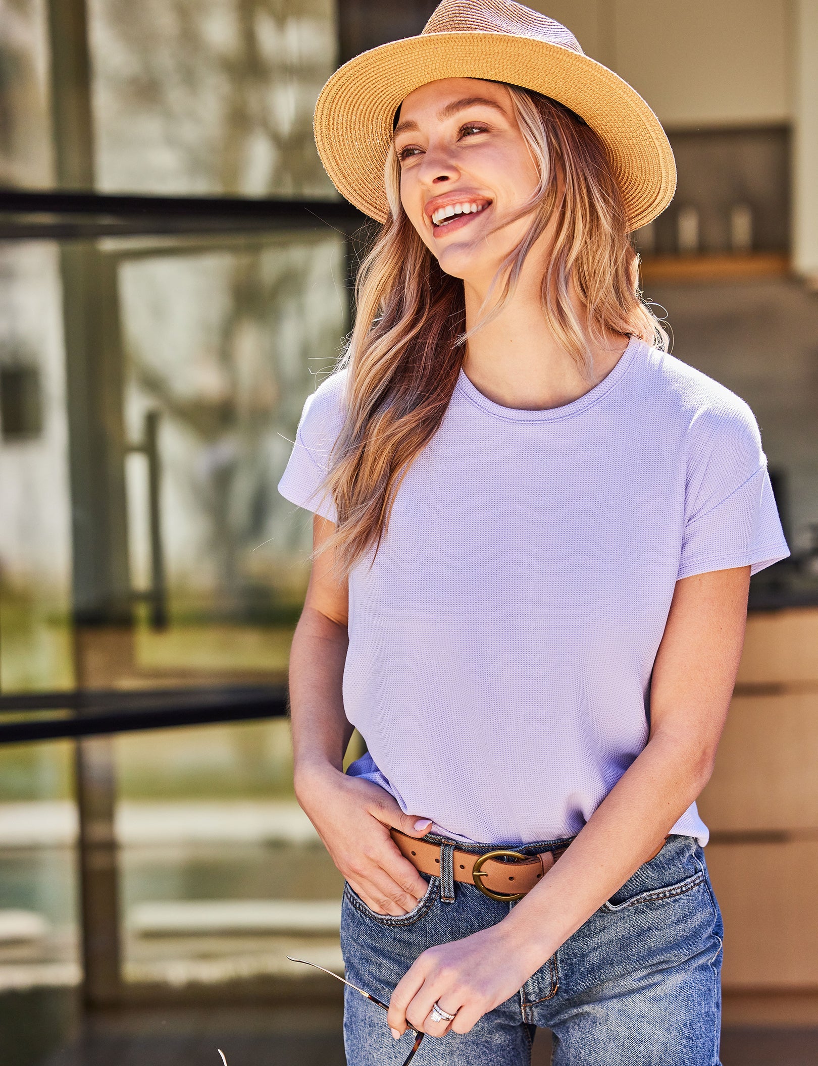 Women's Zen Waffle Tee::Lavender Waffle