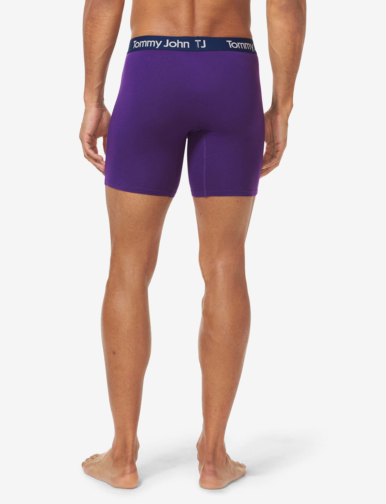 TJ Cotton Stretch Mid-Length Boxer Brief 6” (2-Pack)::Sidecar Stripe/Acai Combo