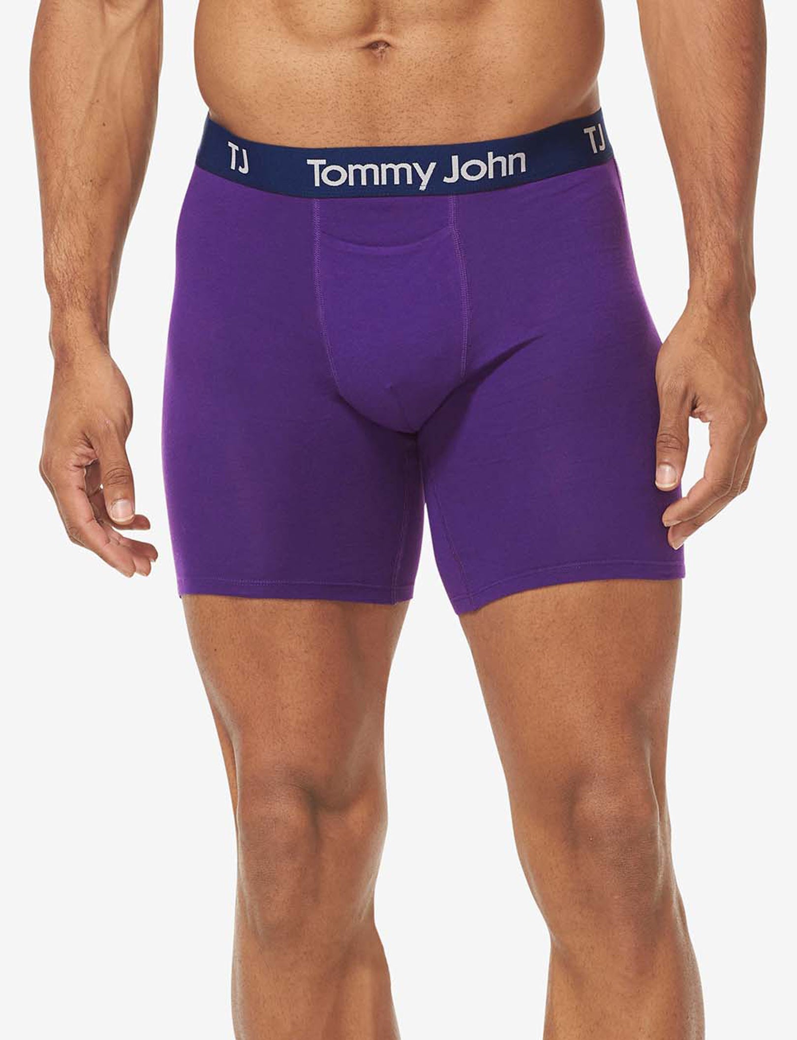 TJ Cotton Stretch Mid-Length Boxer Brief 6” (2-Pack)::Sidecar Stripe/Acai Combo