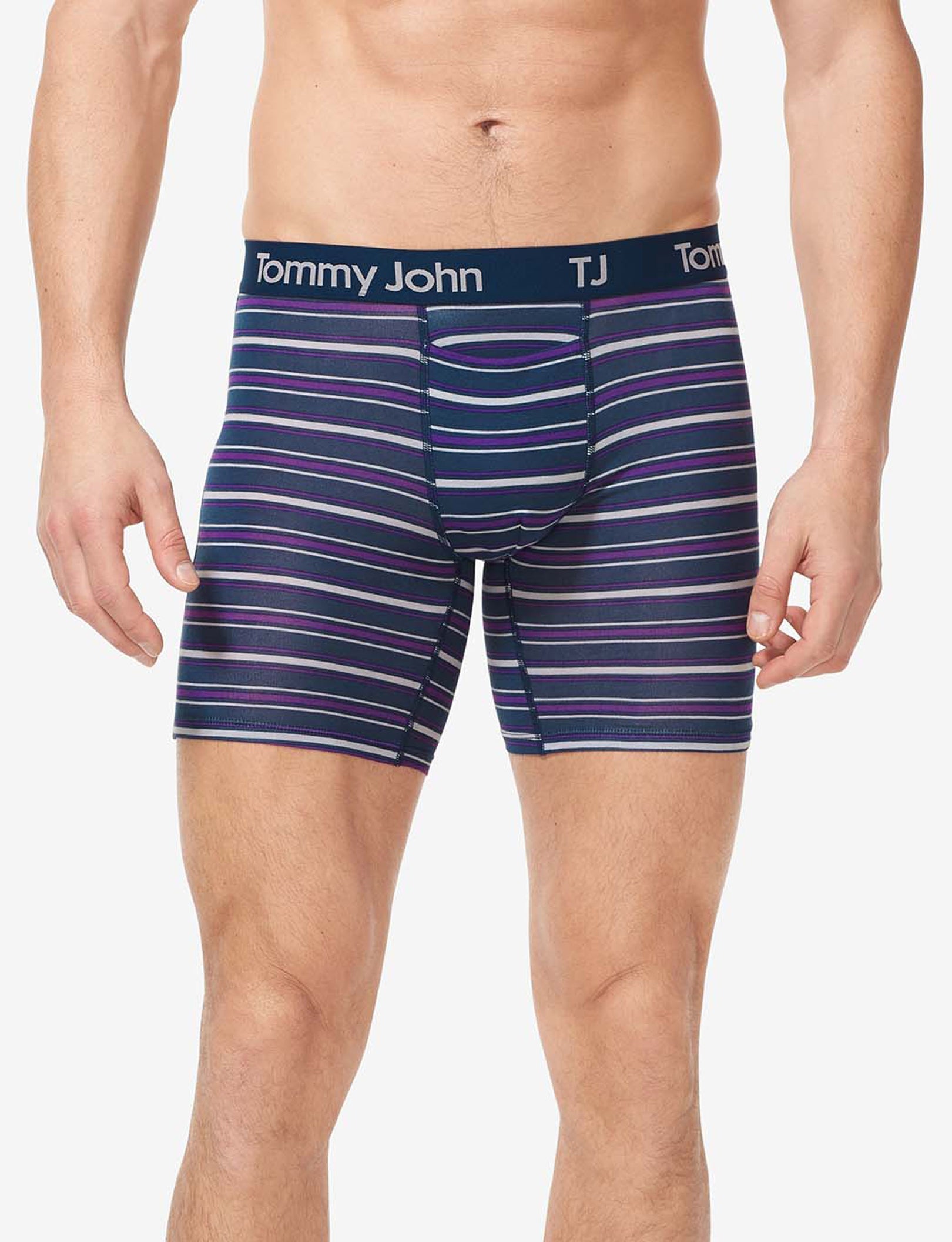 TJ Cotton Stretch Mid-Length Boxer Brief 6” (2-Pack)::Sidecar Stripe/Acai Combo