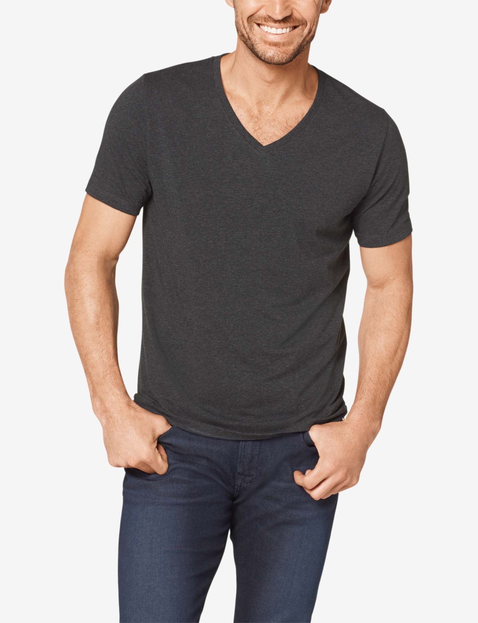 Second Skin V-Neck Tee::Charcoal Heather