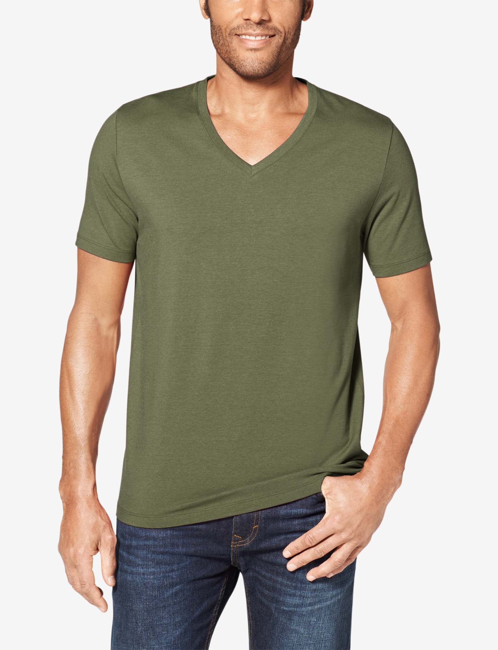 Second Skin V-Neck Tee::BRONZE GREEN