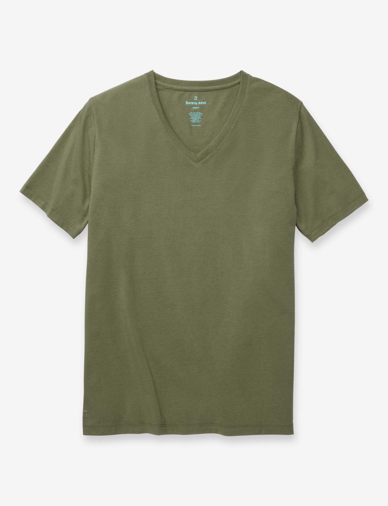 Second Skin V-Neck Tee::BRONZE GREEN