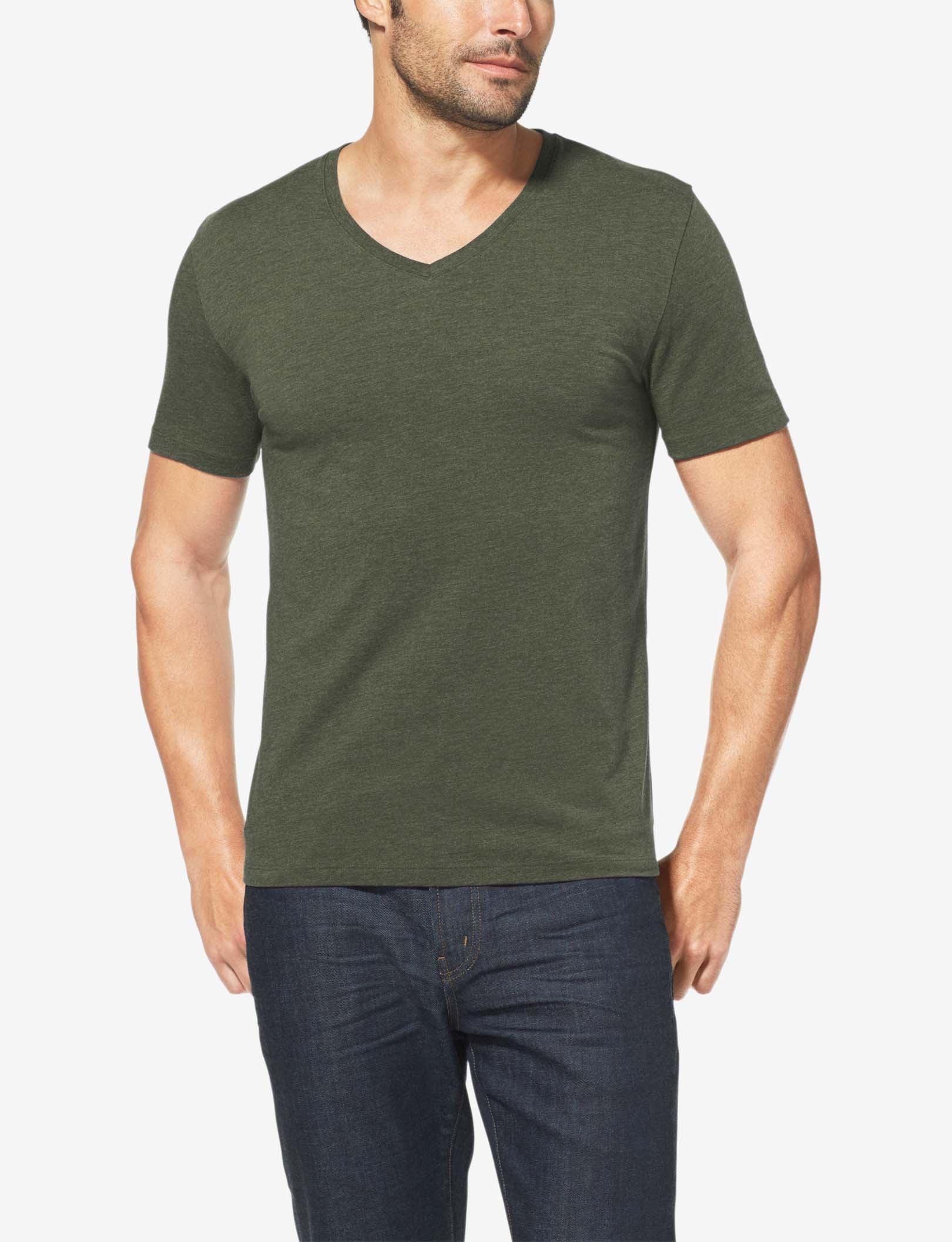 Second Skin V-Neck Tee::Forest Night Heather