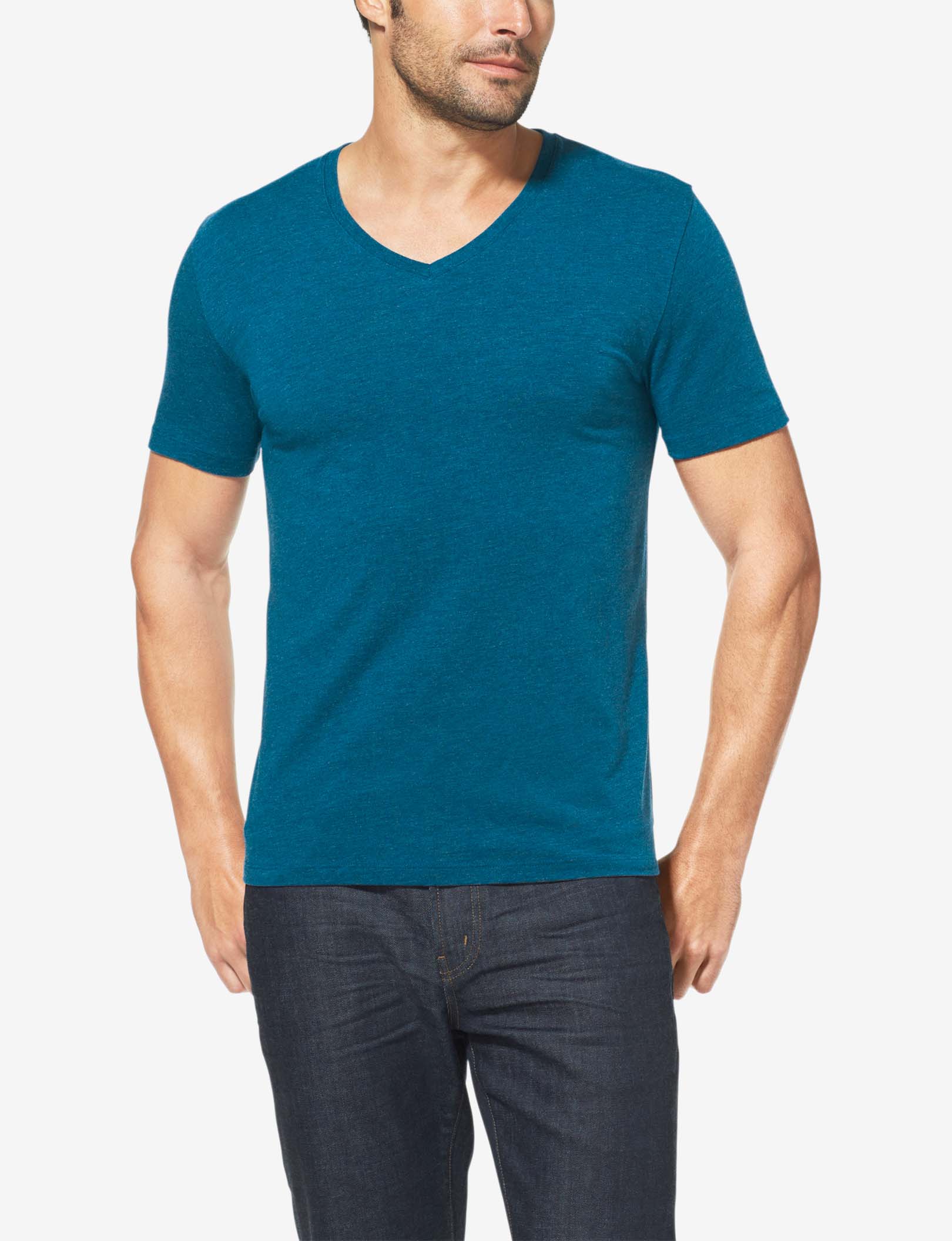 Second Skin V-Neck Tee::Ink Blue Heather