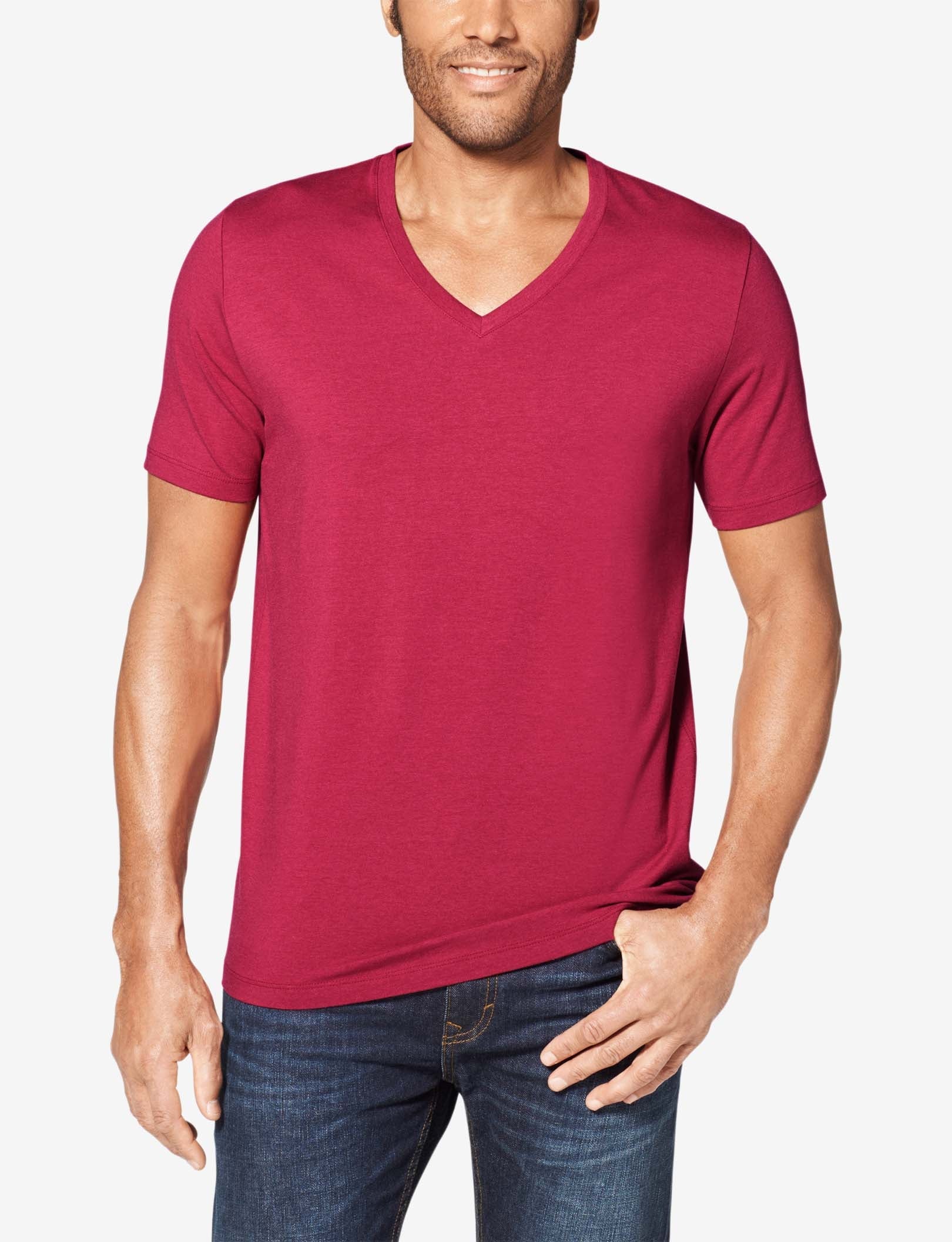 Second Skin V-Neck Tee::POMEGRANATE