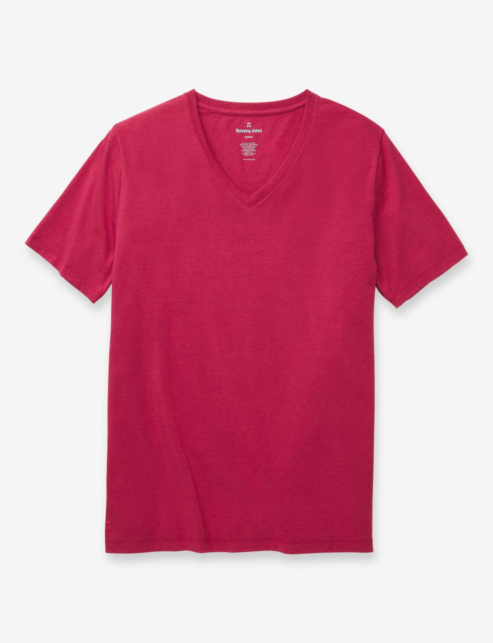 Second Skin V-Neck Tee::POMEGRANATE