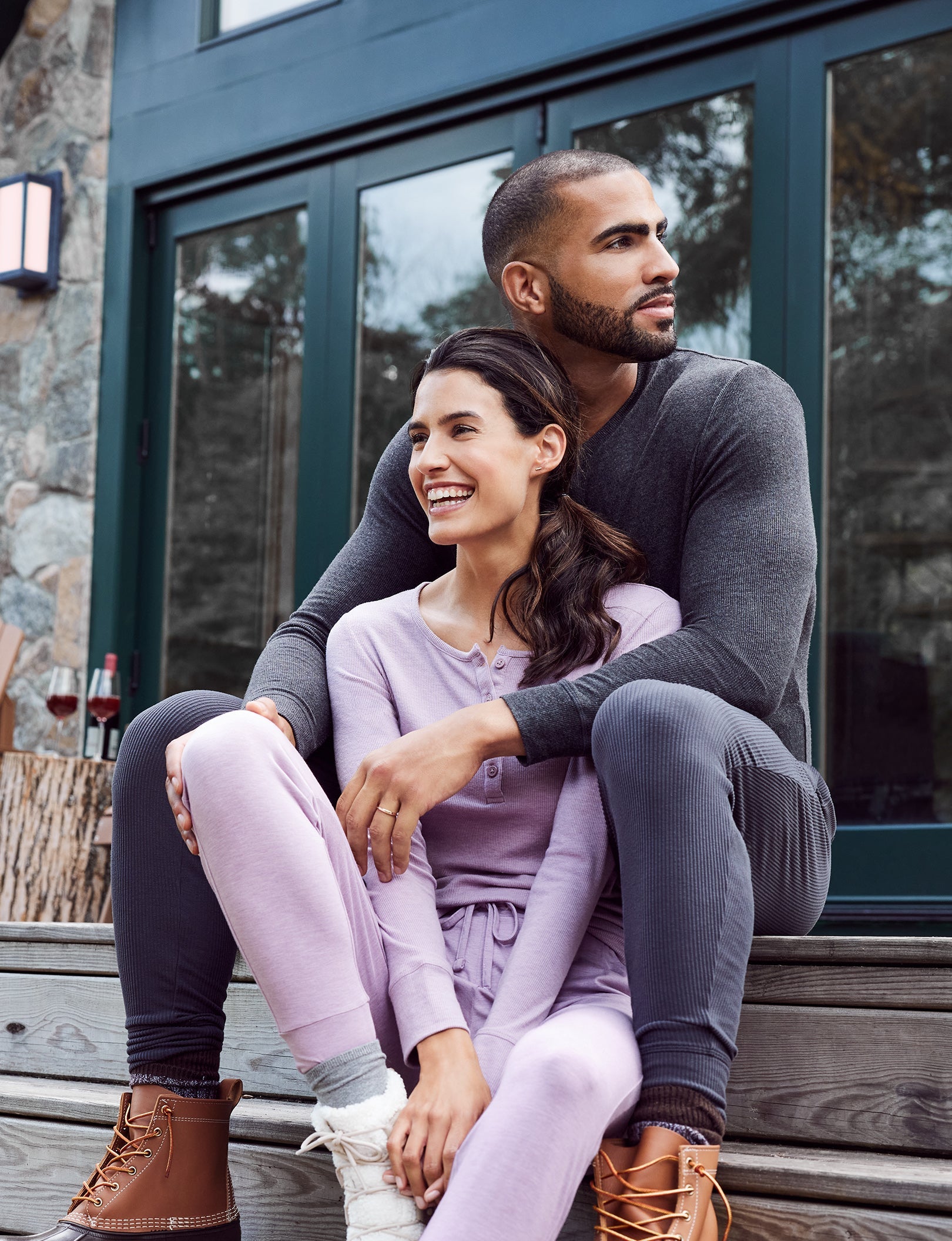 Women's Lounge Henley::Elderberry Heather