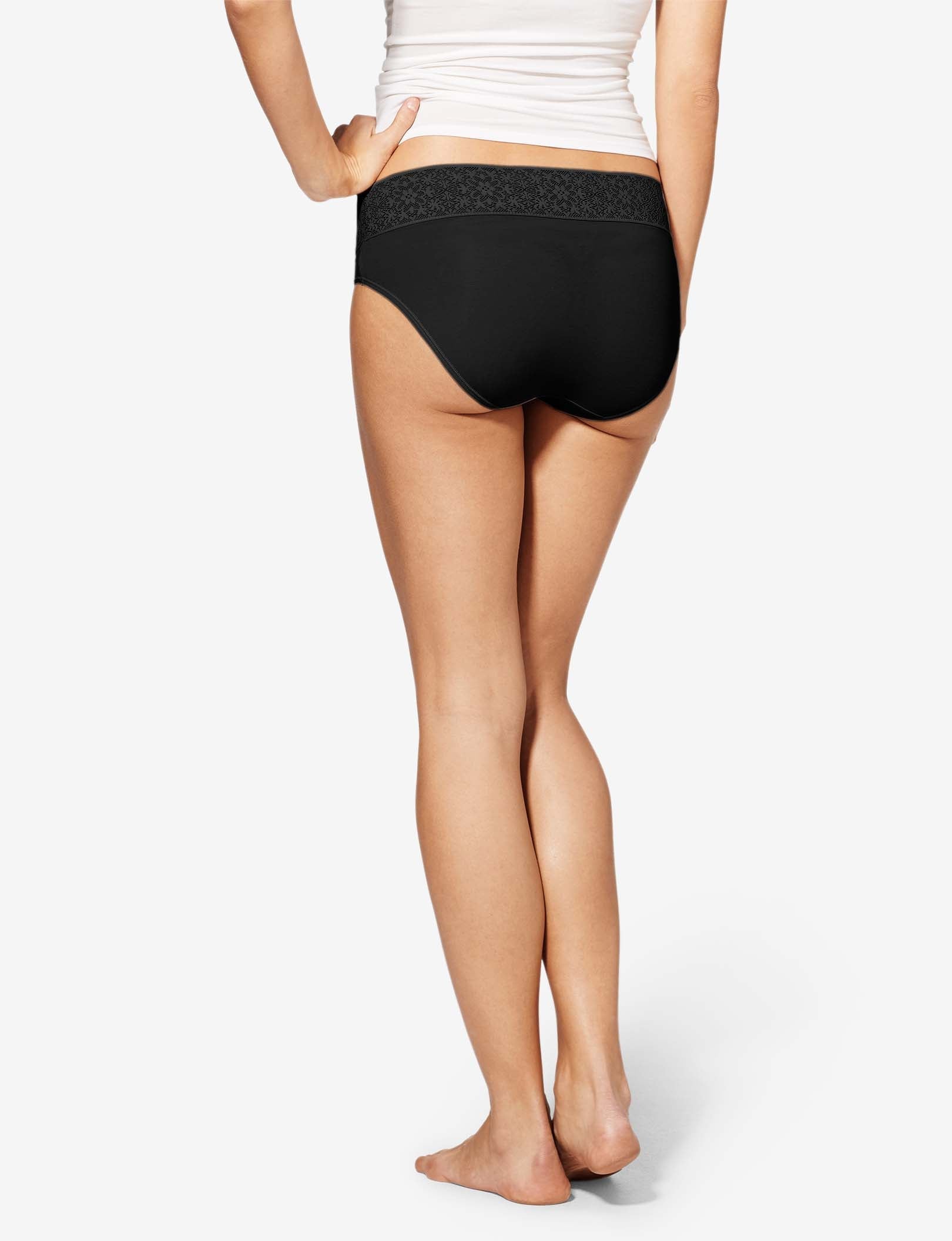 Women's Cool Cotton Brief, Lace Waist::Black Lace Waist