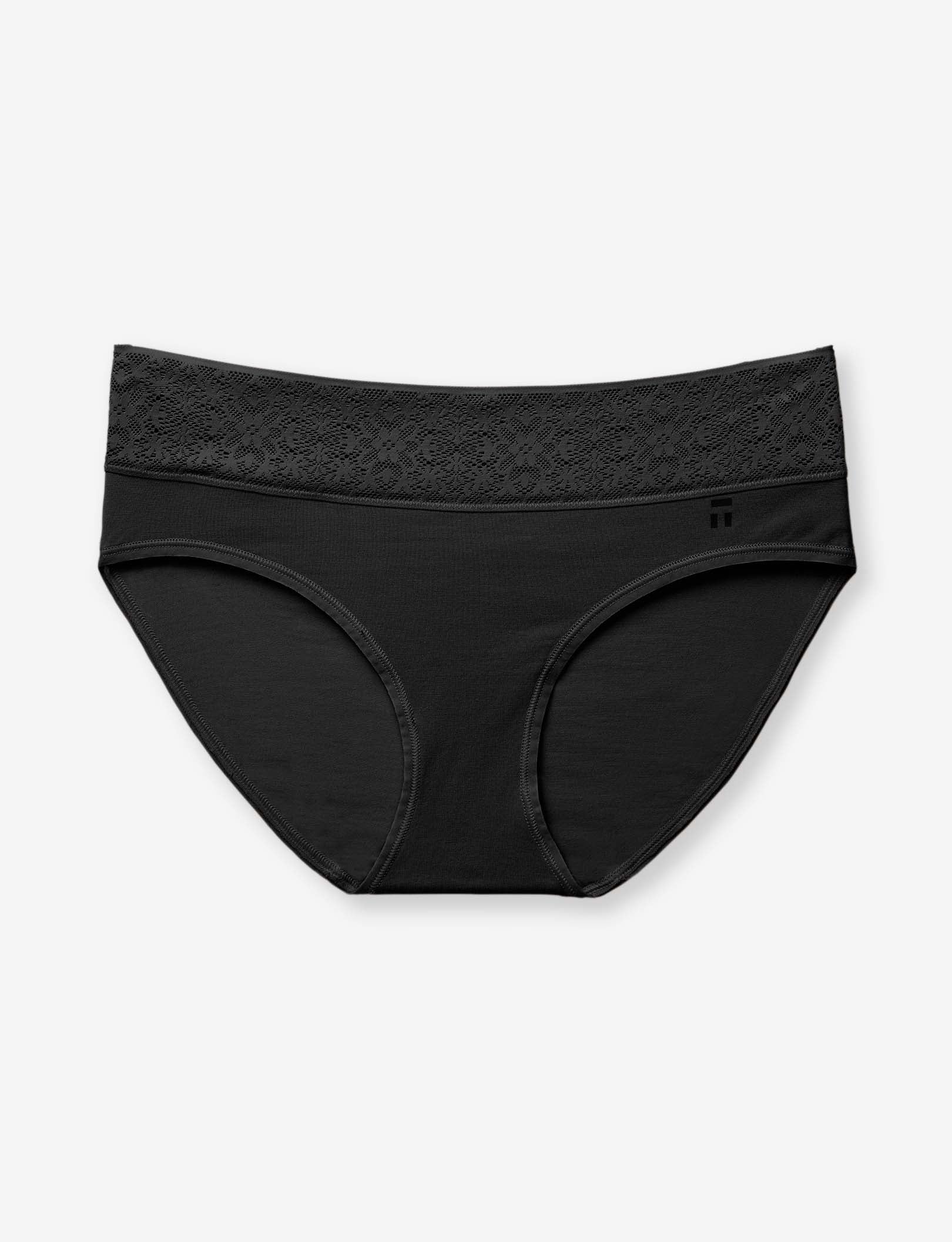 Women's Cool Cotton Brief, Lace Waist::Black Lace Waist