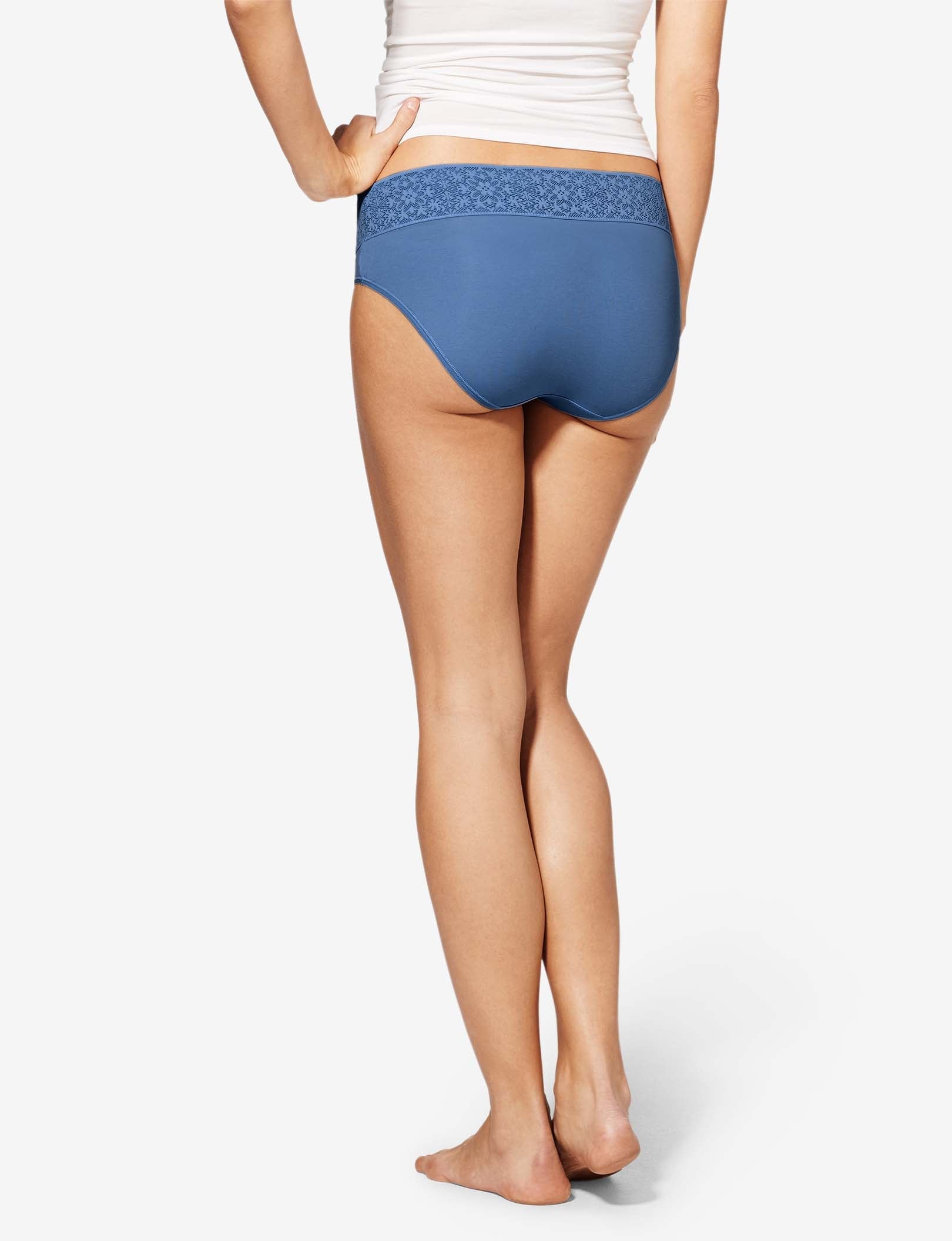 Women's Cool Cotton Brief, Lace Waist::True Navy Lace Waist