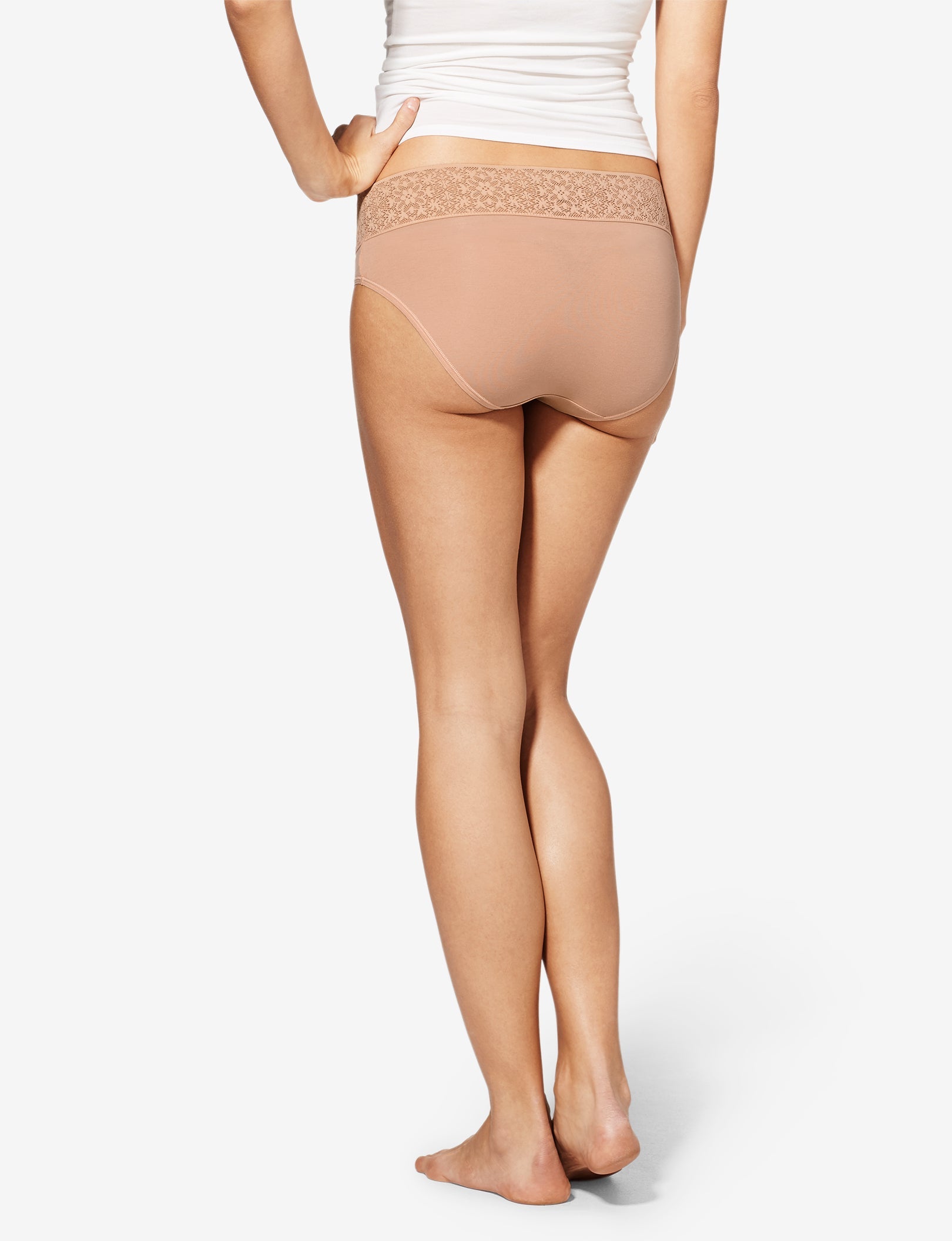 Women's Cool Cotton Brief, Lace Waist::Maple Sugar Lace Waist