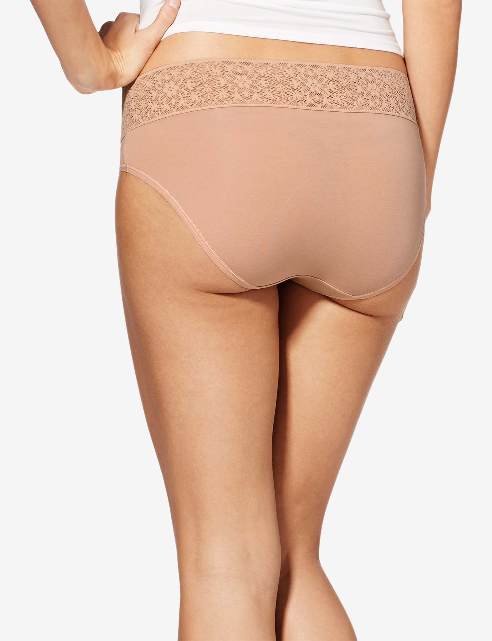 Women's Cool Cotton Brief, Lace Waist::Maple Sugar Lace Waist