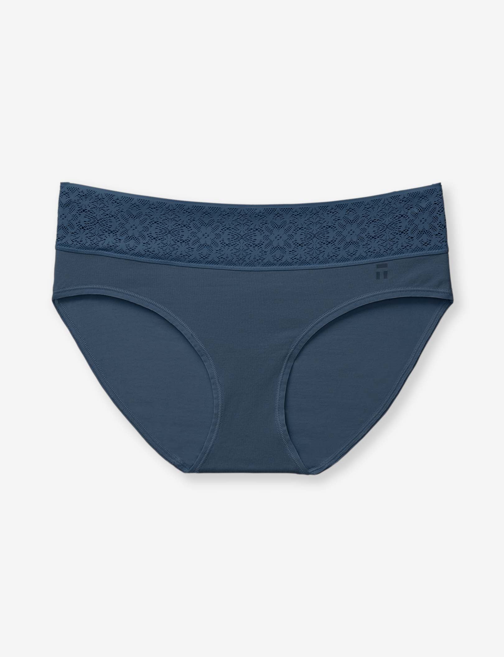 Women's Cool Cotton Brief, Lace Waist::Navy Lace Waist