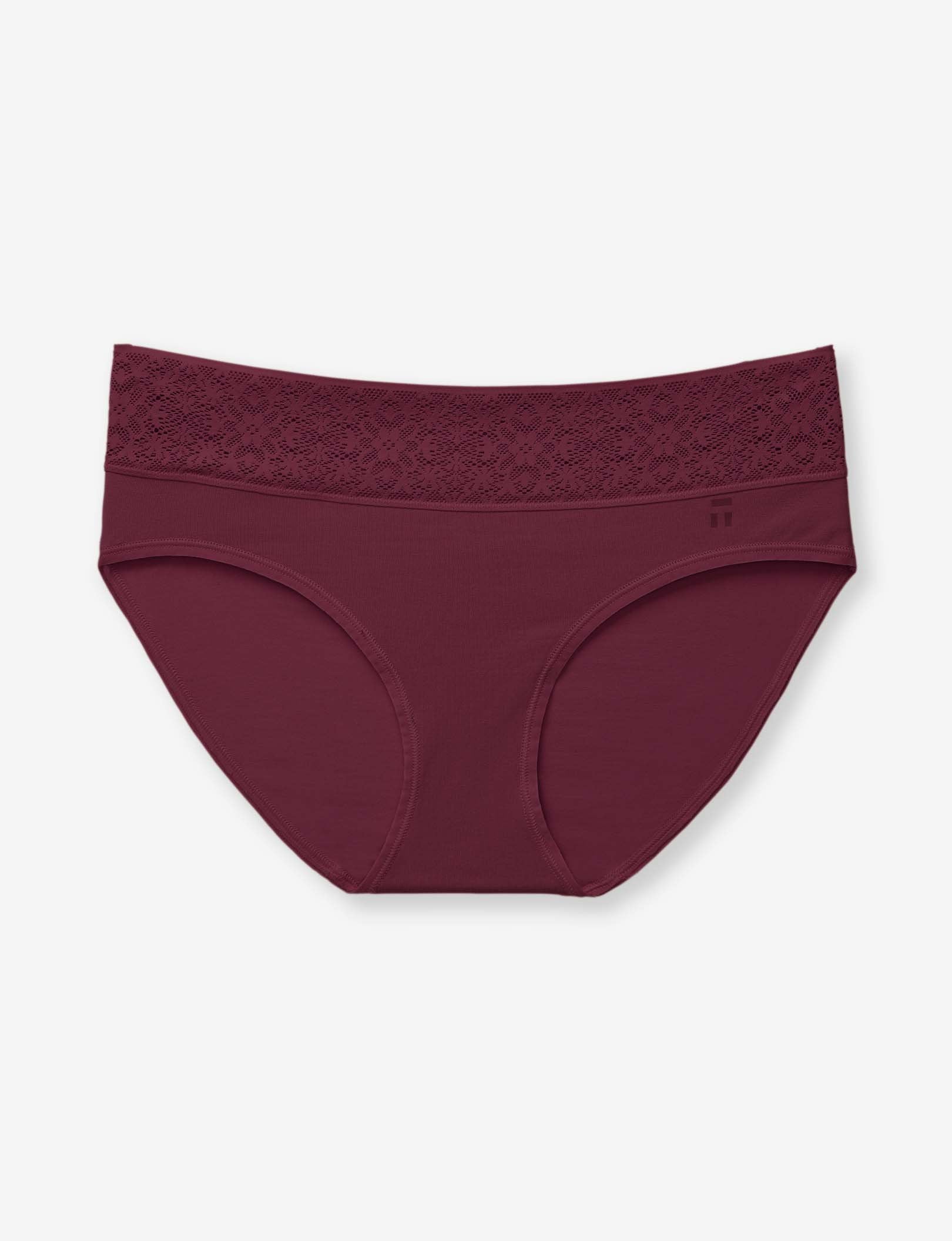 Women's Cool Cotton Brief, Lace Waist::Winetasting Lace Waist