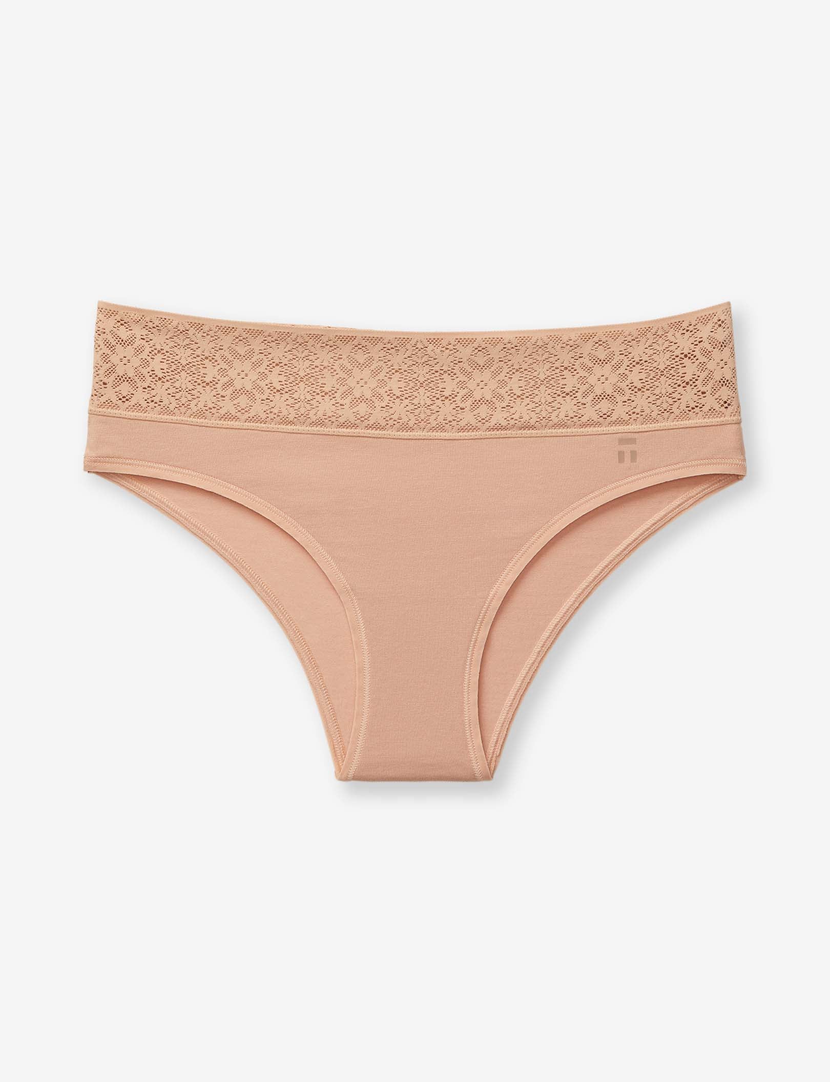 Women's Cool Cotton Cheeky, Lace Waist::Maple Sugar Lace Waist