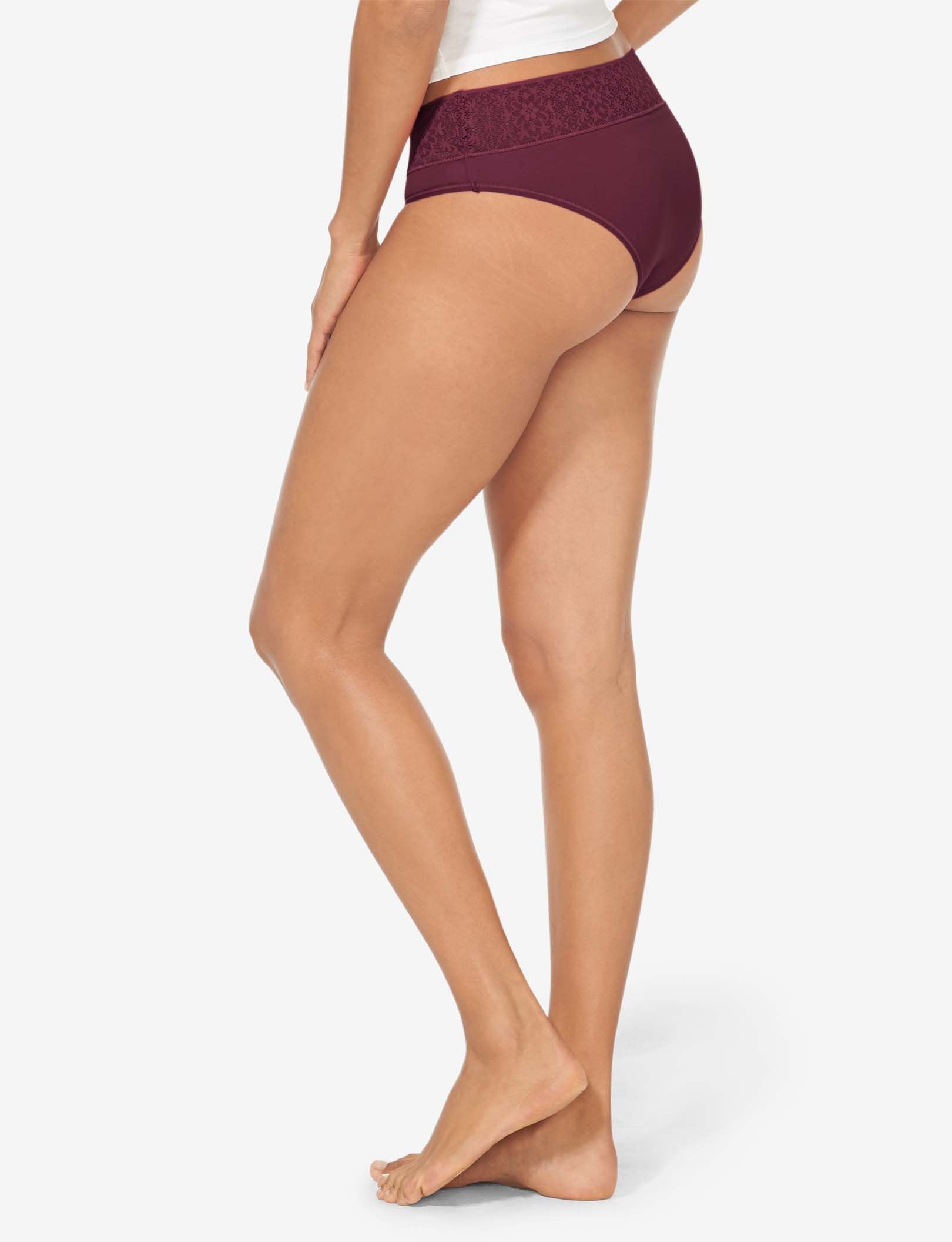 Women's Cool Cotton Cheeky, Lace Waist::Winetasting Lace Waist