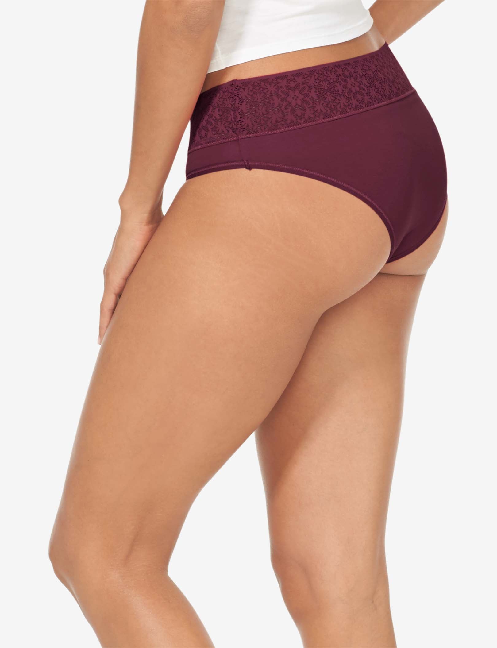 Women's Cool Cotton Cheeky, Lace Waist::Winetasting Lace Waist