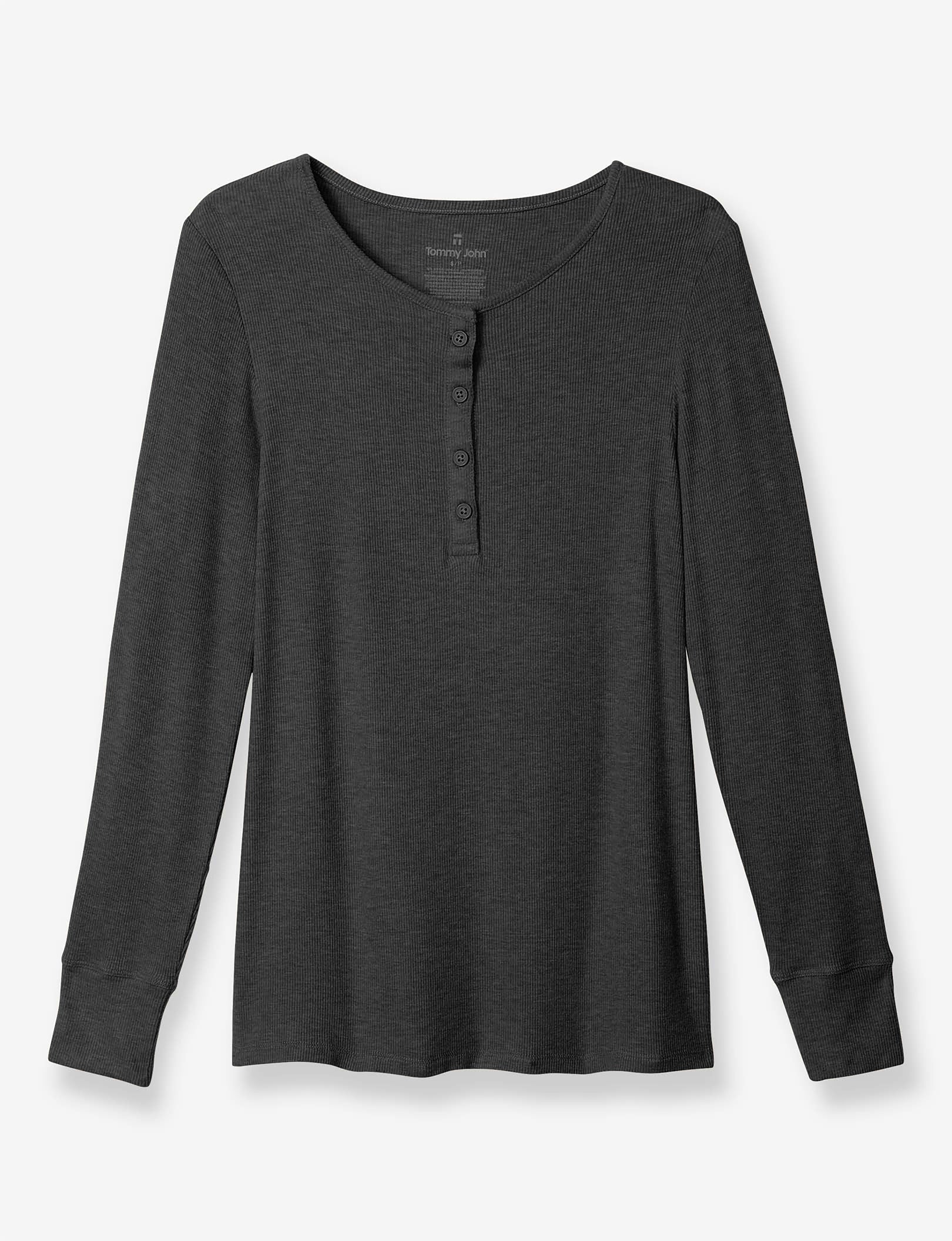 Women's Lounge Henley::Charcoal Heather