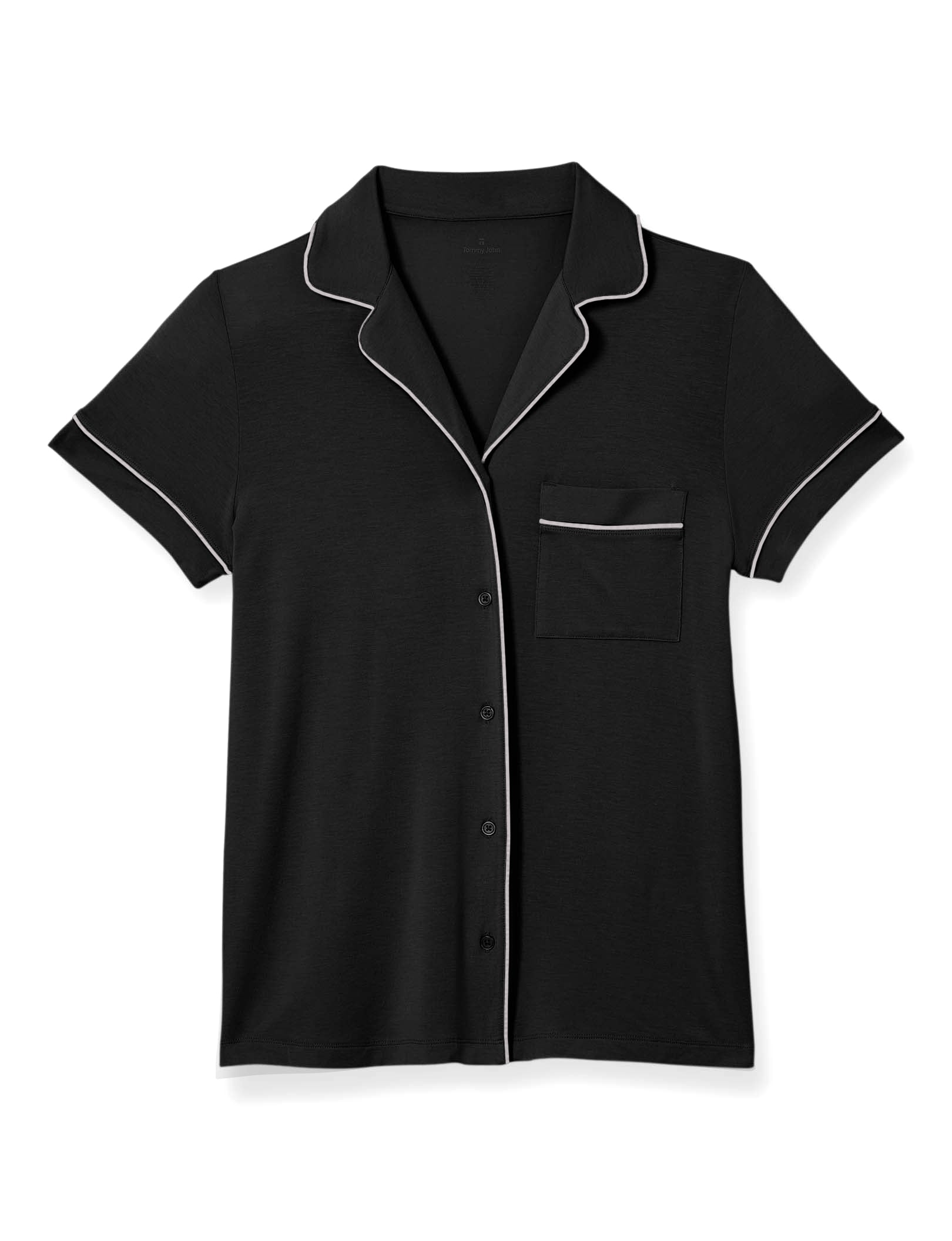 Women's Pajama Short Sleeve Top::Black