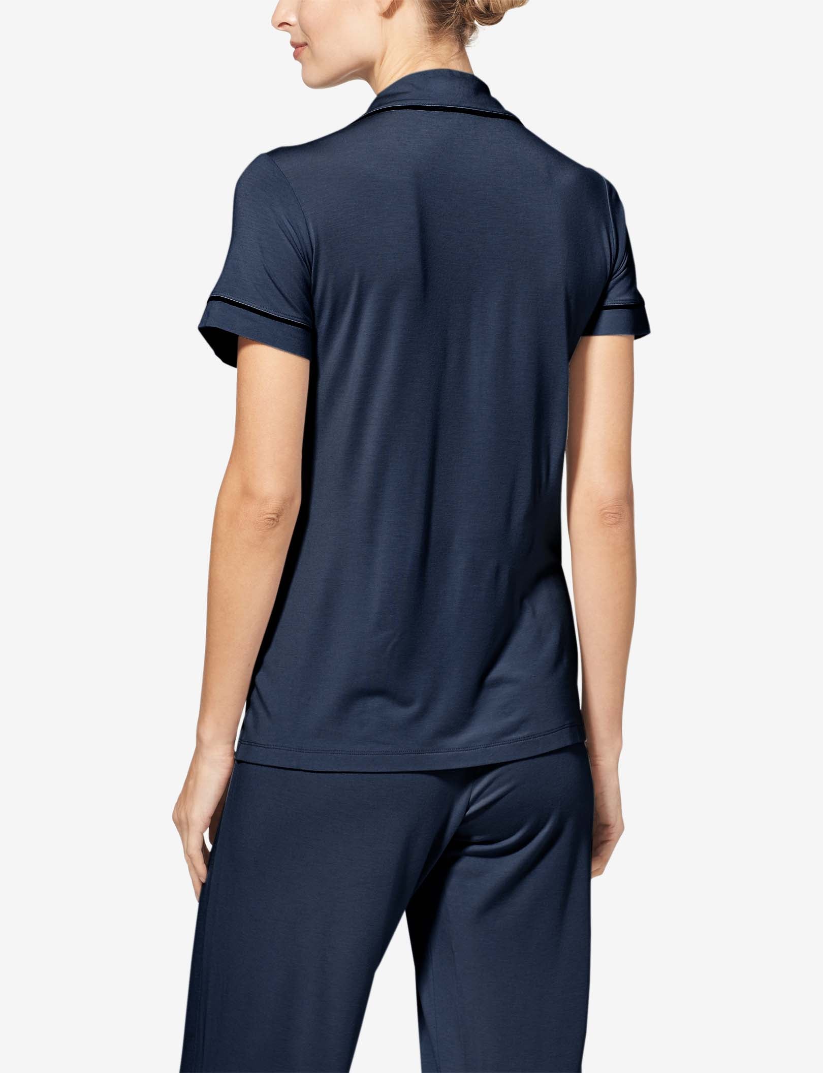 Women's Pajama Short Sleeve Top::Dark Dress Blues