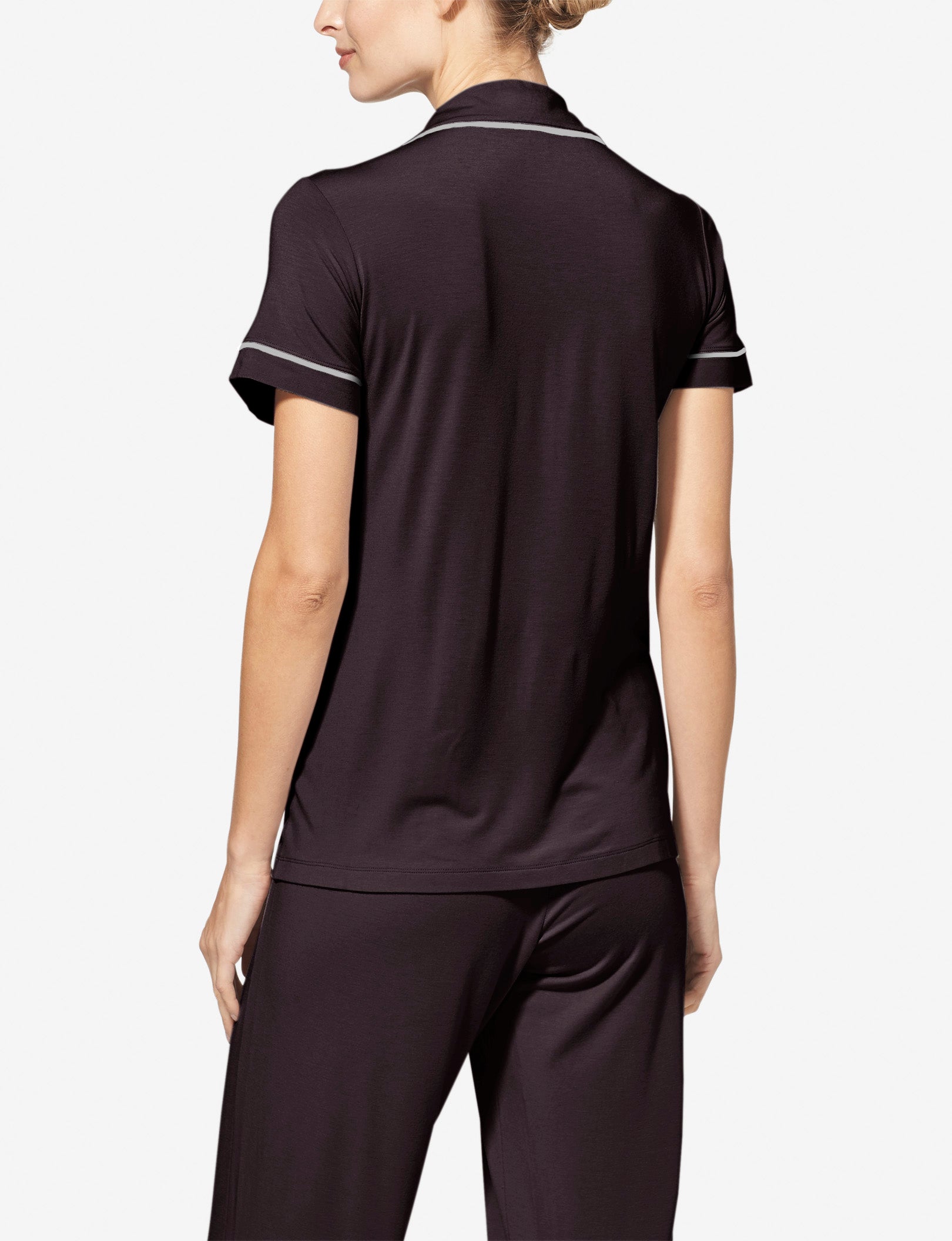 Women's Pajama Short Sleeve Top::Black