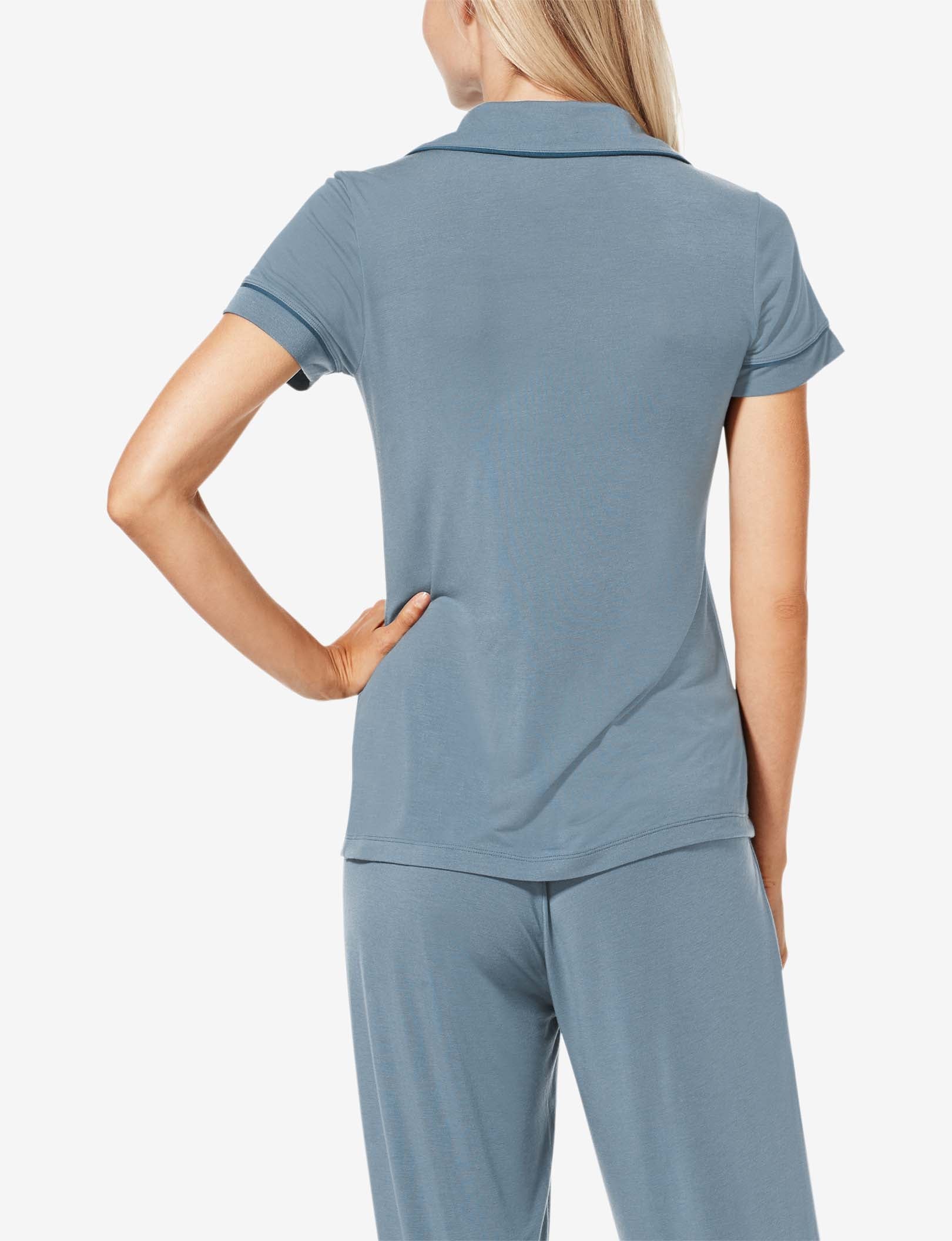 Women's Pajama Short Sleeve Top::China Blue