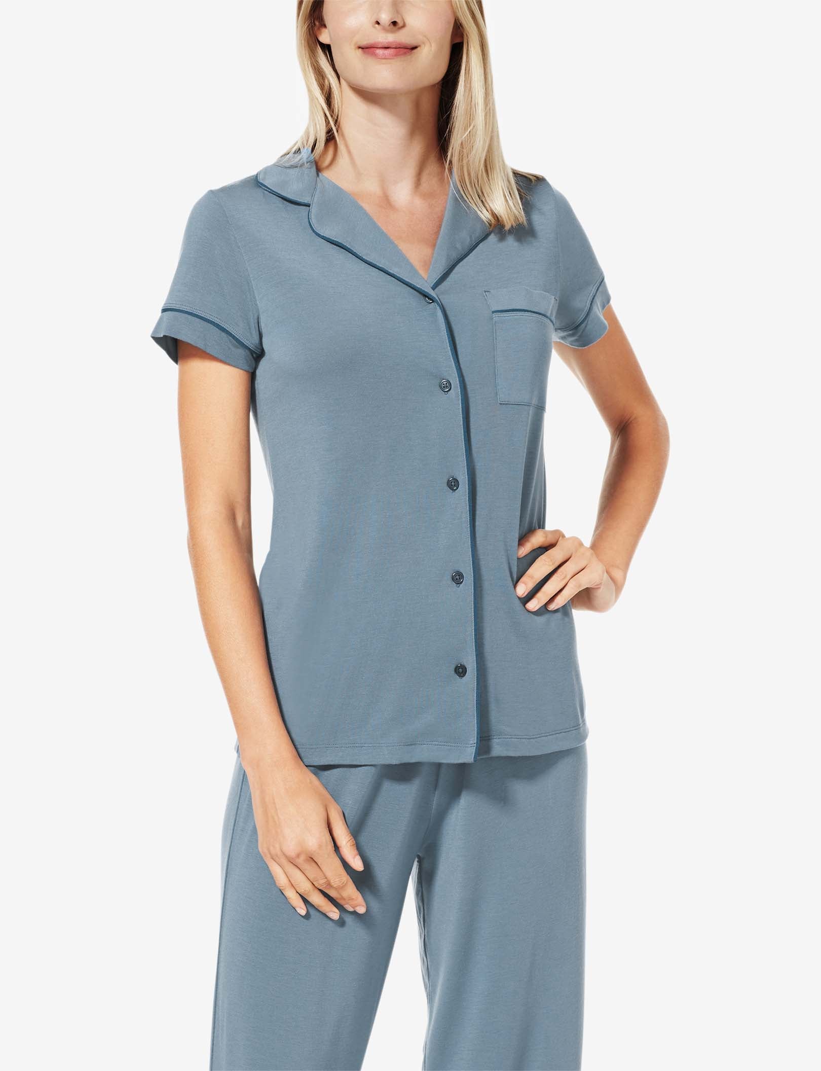 Women's Pajama Short Sleeve Top::China Blue