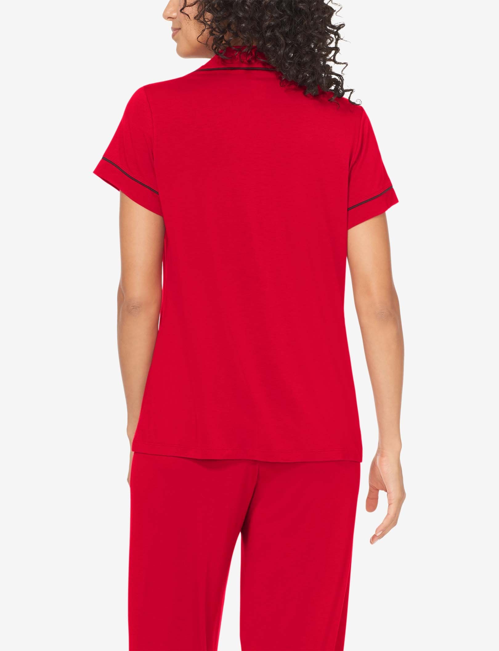 Women's Pajama Short Sleeve Top::Haute Red