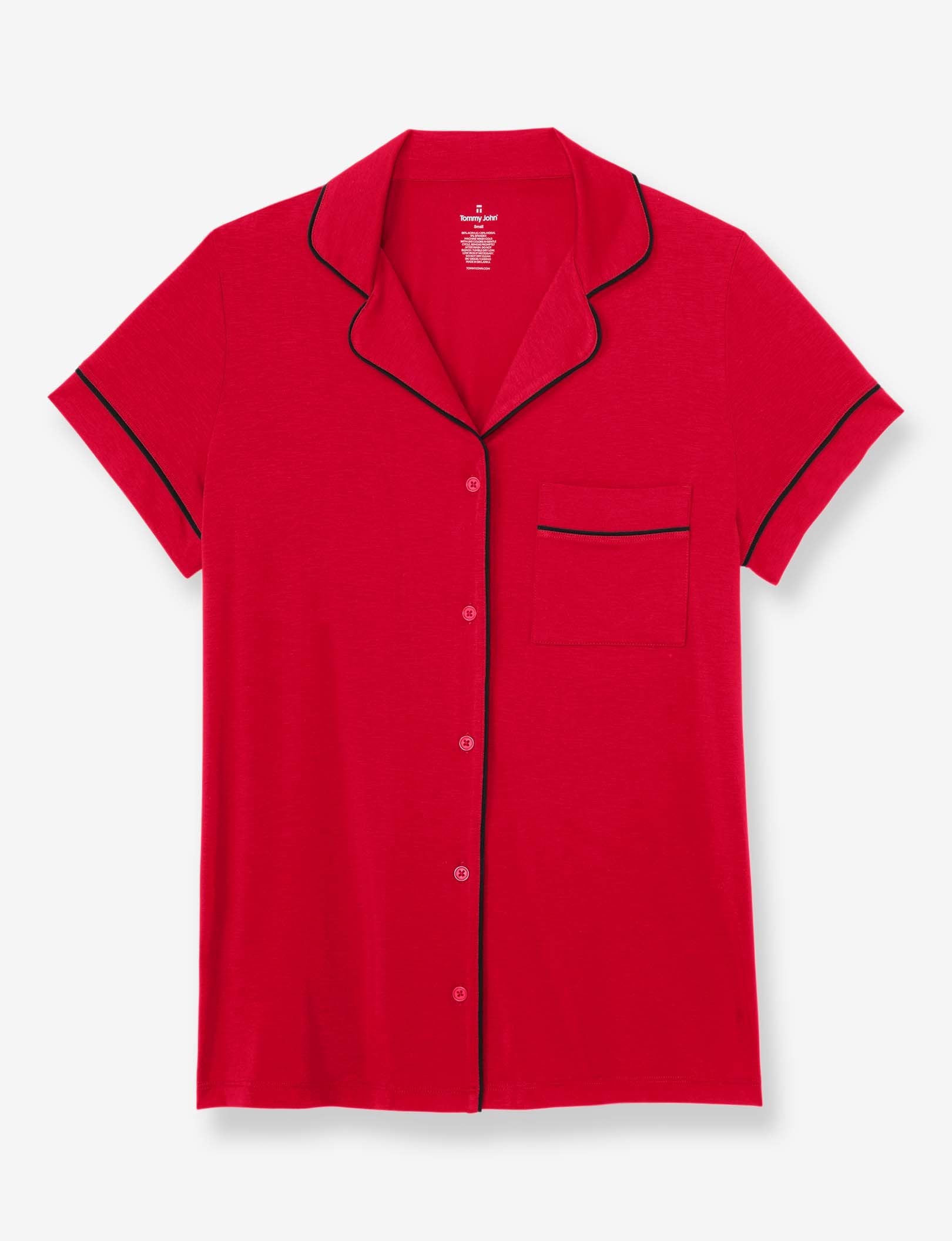 Women's Pajama Short Sleeve Top::Haute Red