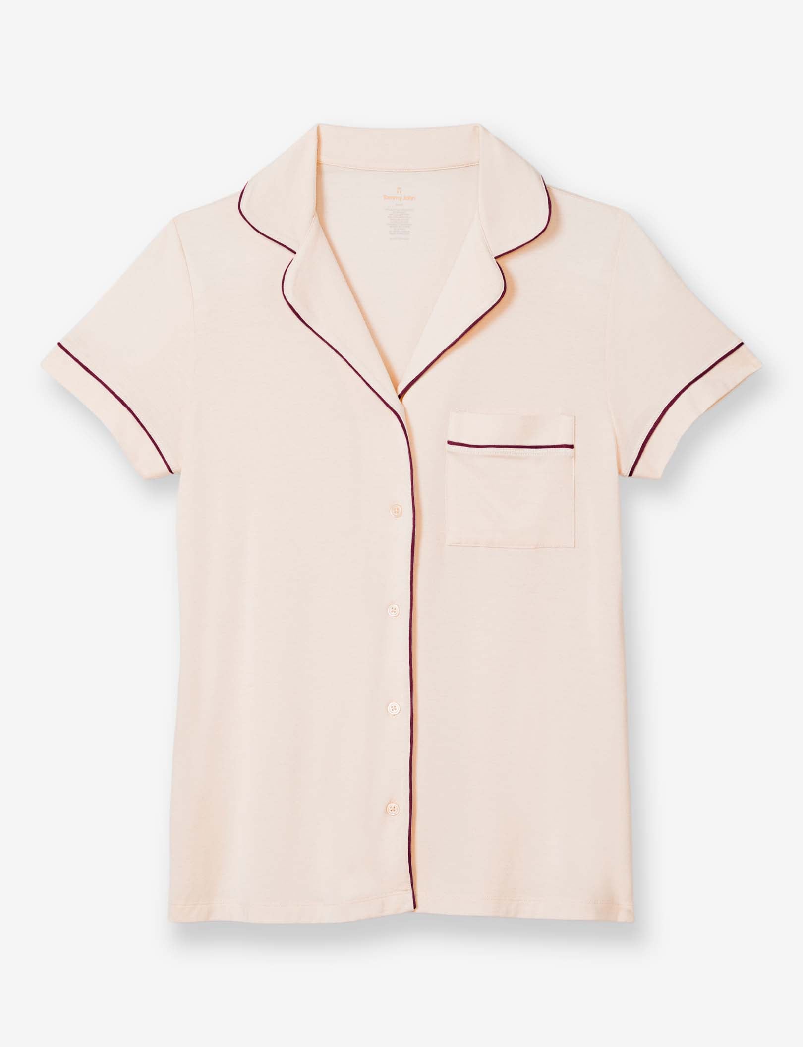 Women's Pajama Short Sleeve Top::Soft Pink