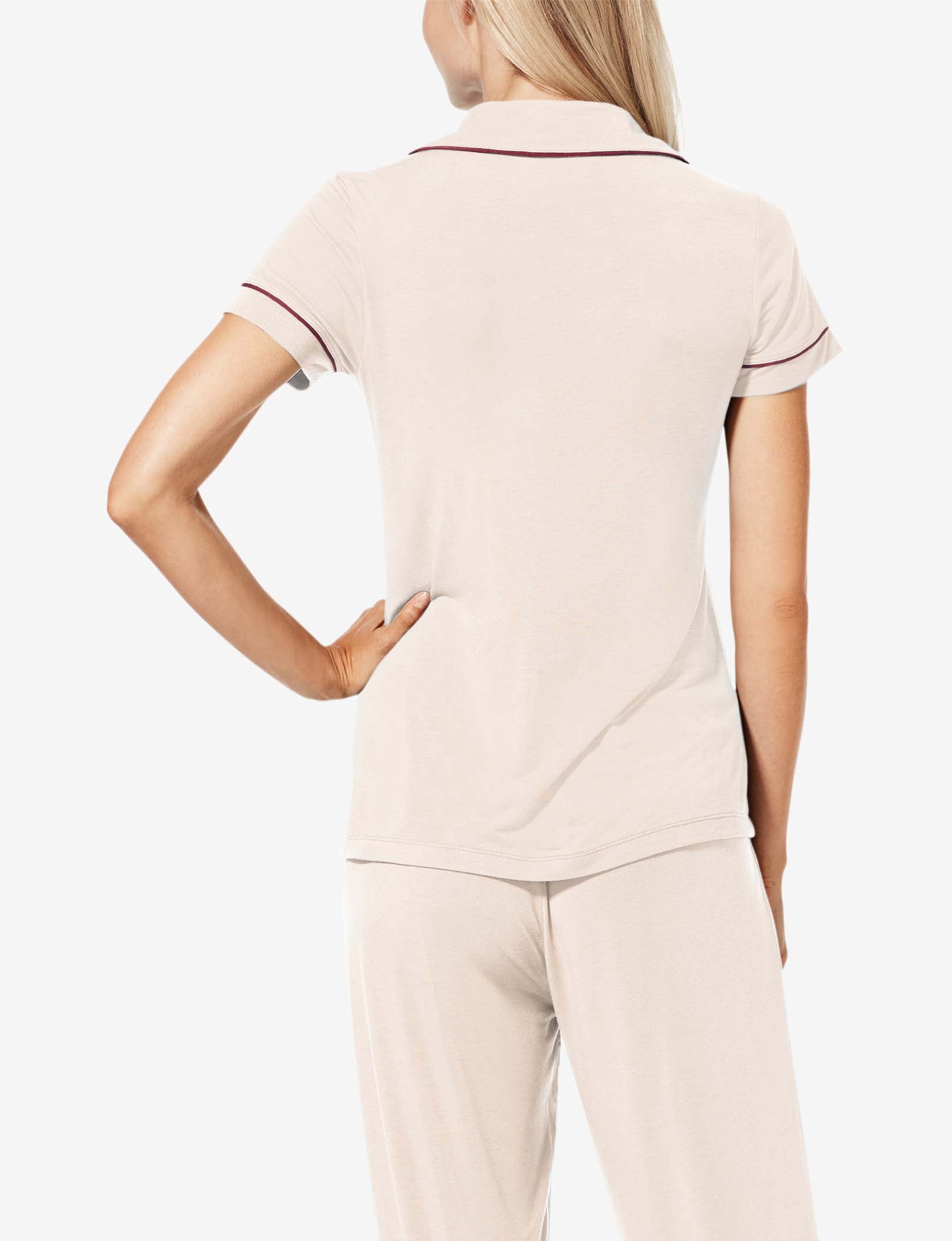 Women's Pajama Short Sleeve Top::Soft Pink