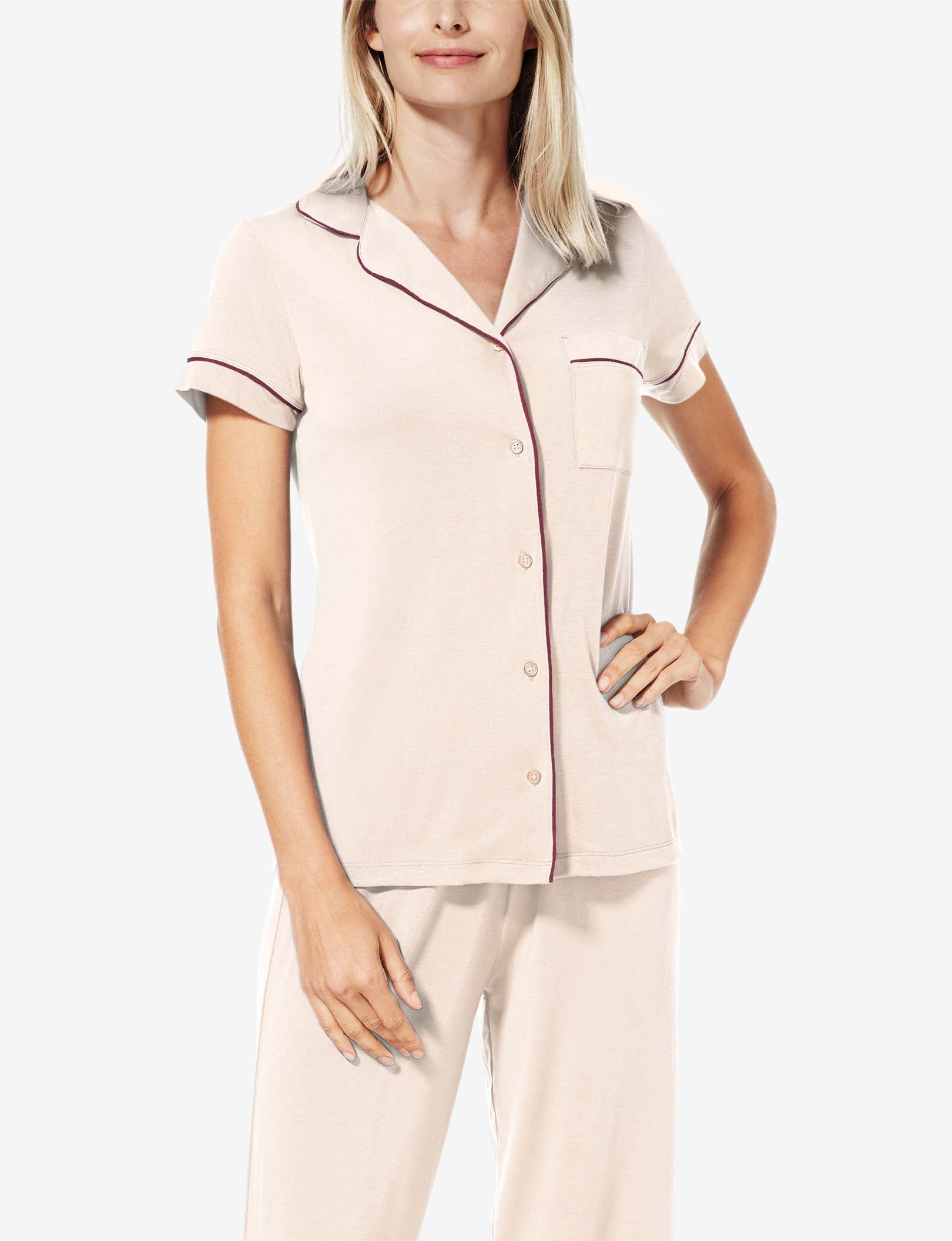 Women's Pajama Short Sleeve Top::Soft Pink