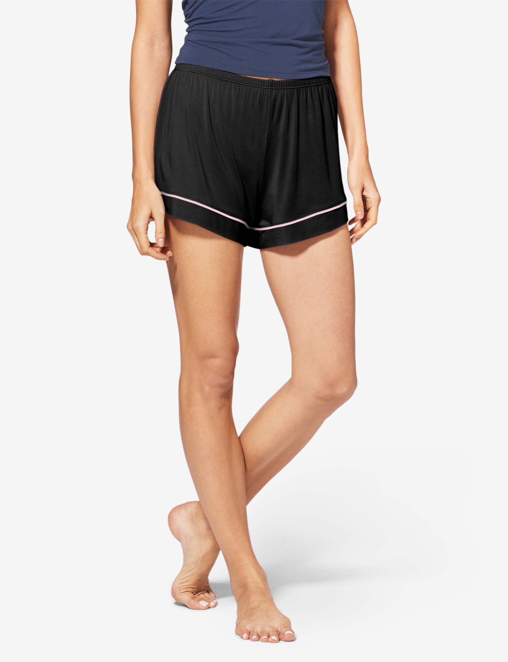 Women's Pajama Short::Black/Soft Pink